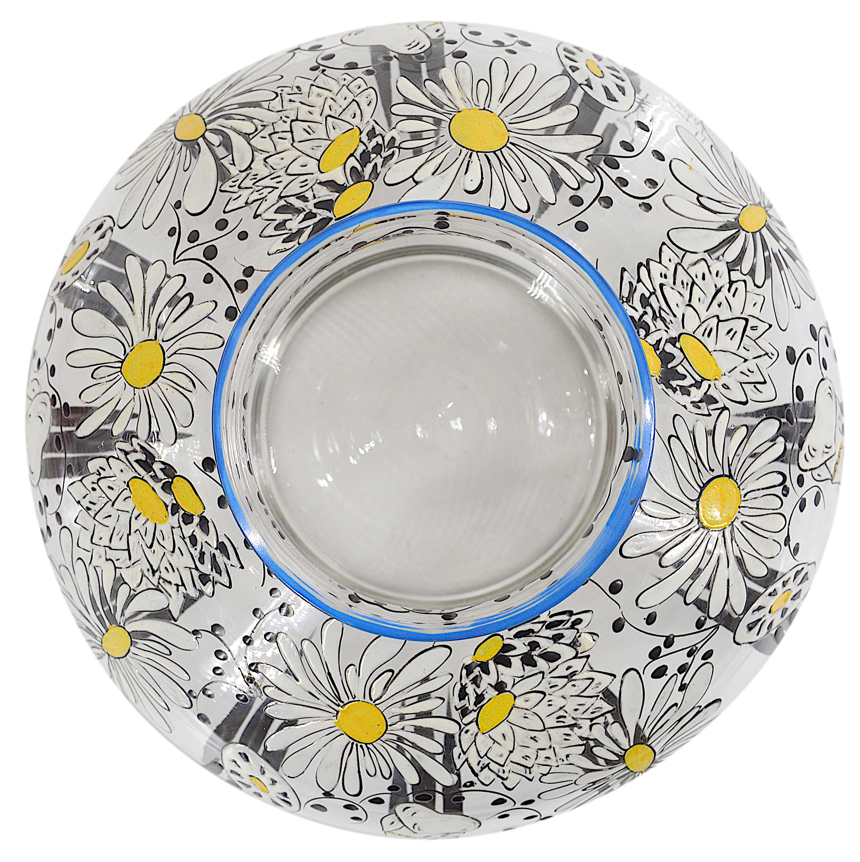 Adrien Mazoyer Art Deco Enameled Daisy Vase, 1920 For Sale 4