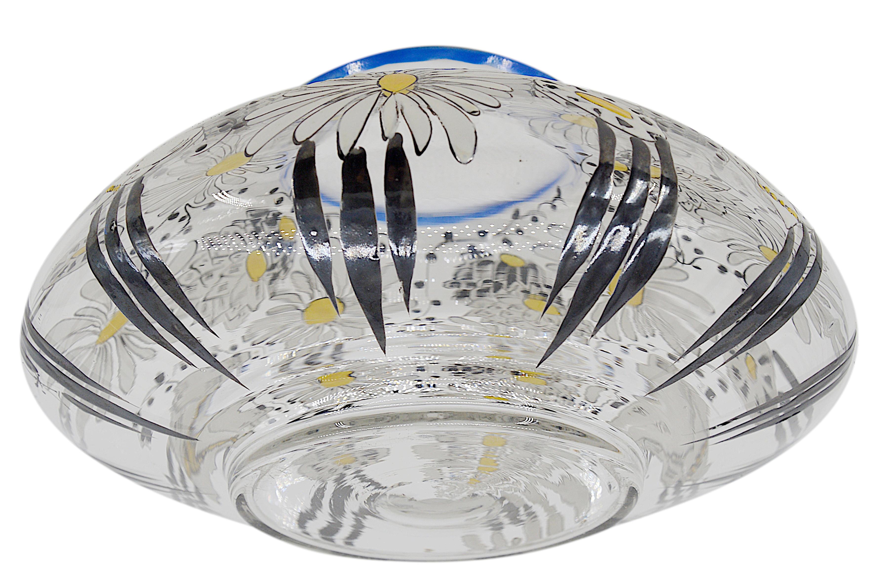Early 20th Century Adrien Mazoyer Art Deco Enameled Daisy Vase, 1920 For Sale