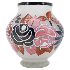 Adrien Mazoyer Rare Art Deco Enameled Flower Vase, 1920