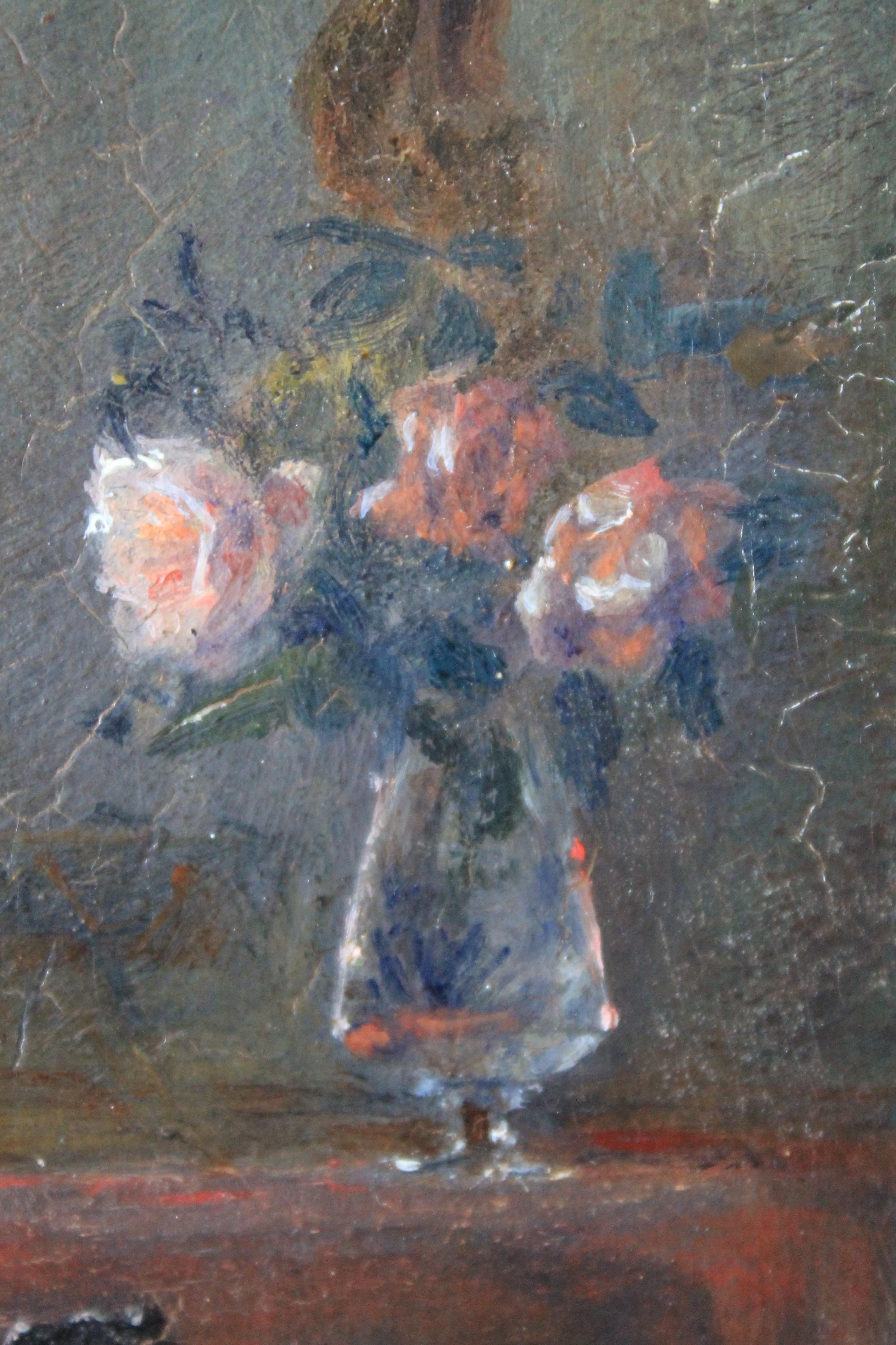 Antique oil painting interior room at tea time 3