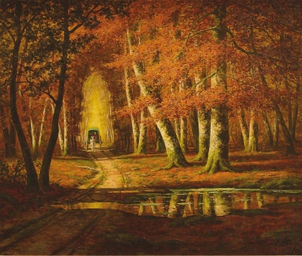 Adrien SCHULZ Landscape Painting -  L'automne en forêt 