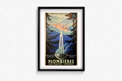 Poster di viaggio originale del 1939 di Sénéchal per la città termale di Plombières-les-Bains
