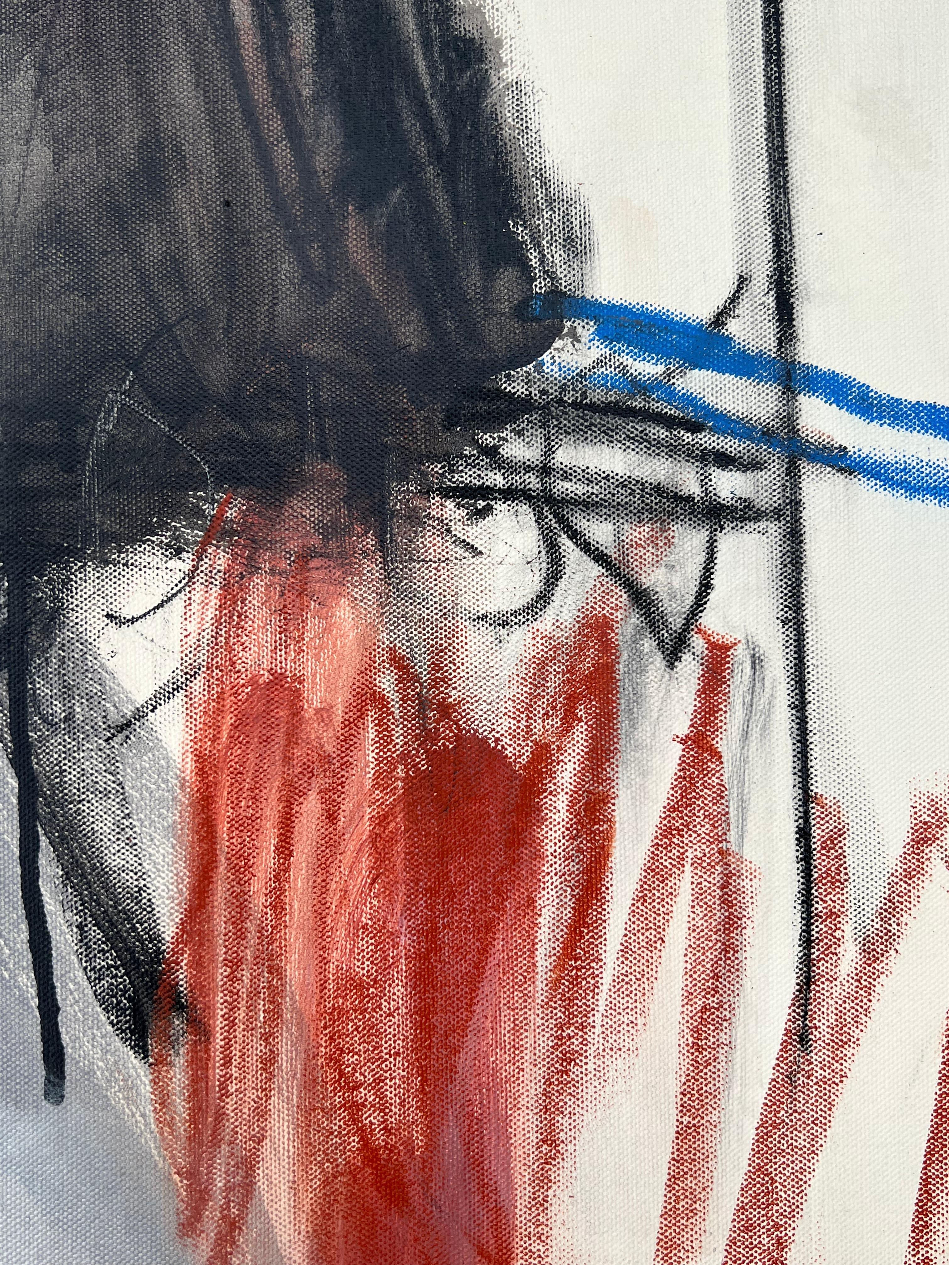 30 anni di luce (pittura astratta) - Abstract Painting Grigio di Adrienn Krahl