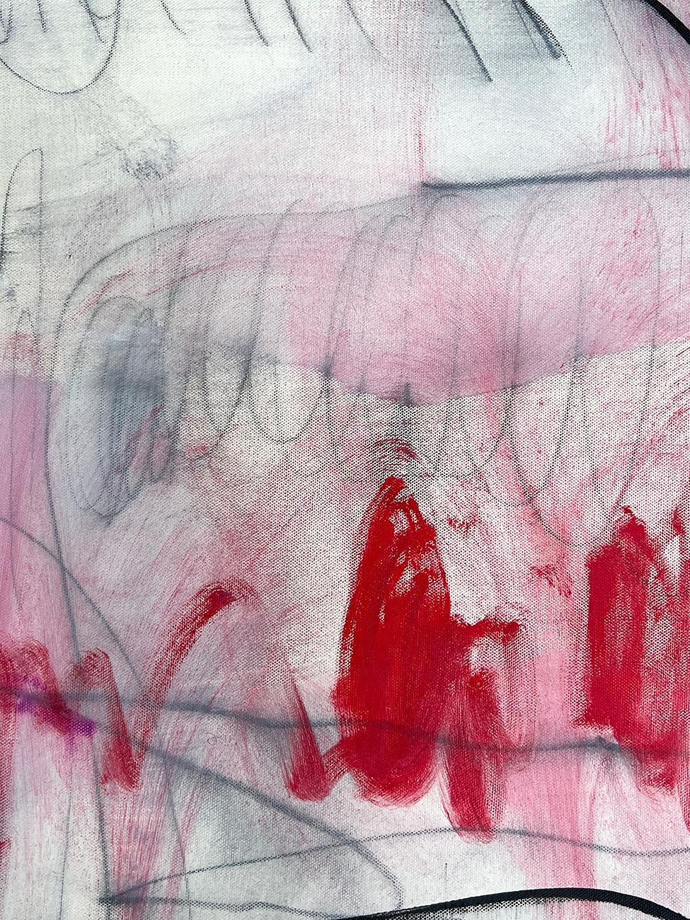 Gala di denti di leone (Pittura astratta) - Abstract Painting Grigio di Adrienn Krahl
