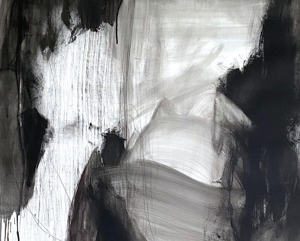 Série monochrome Nr 1 (peinture abstraite) - Gris Abstract Painting par Adrienn Krahl
