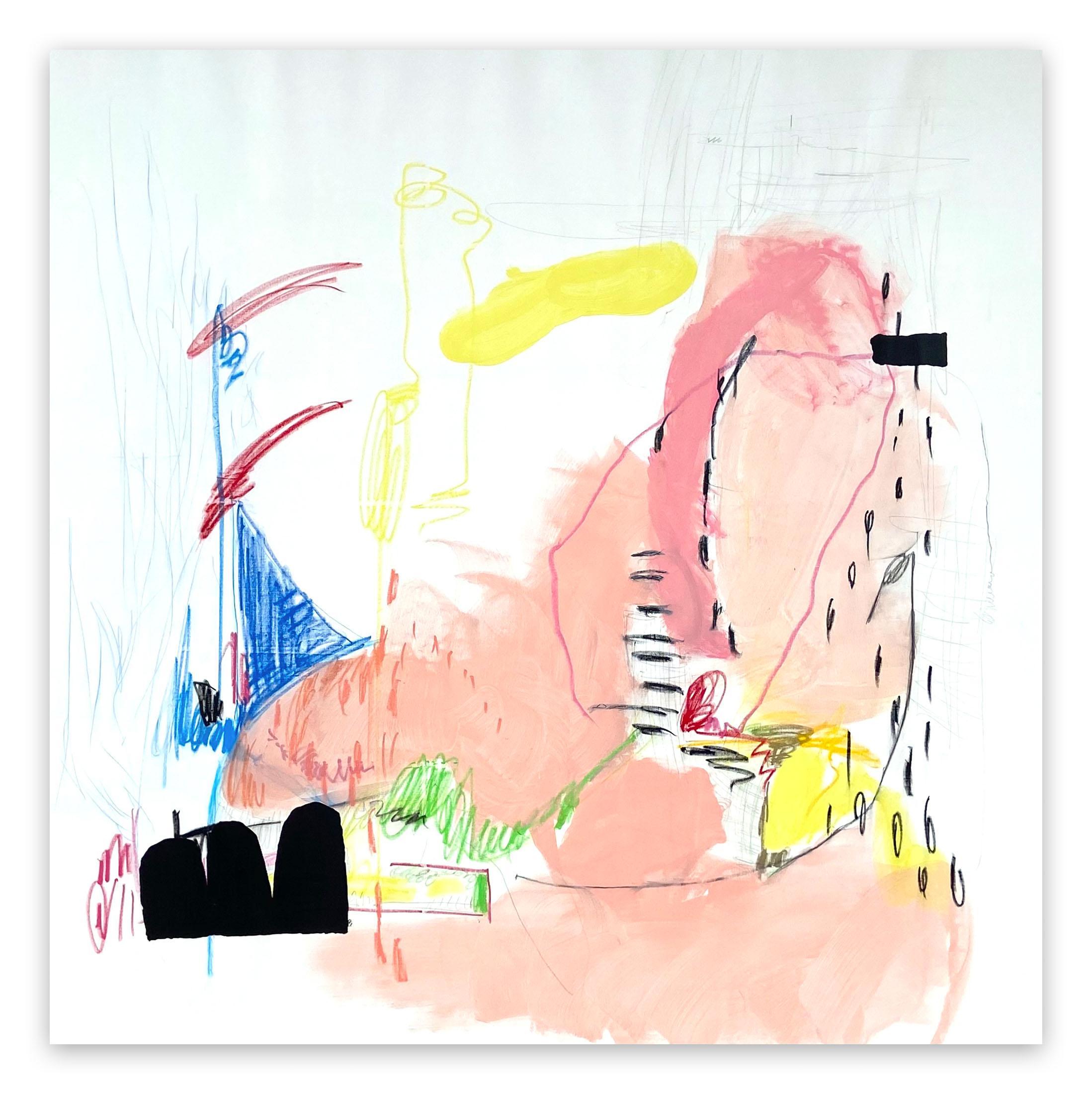 Abstract Painting Adrienn Krahl - Hauteurs roses (peinture abstraite)