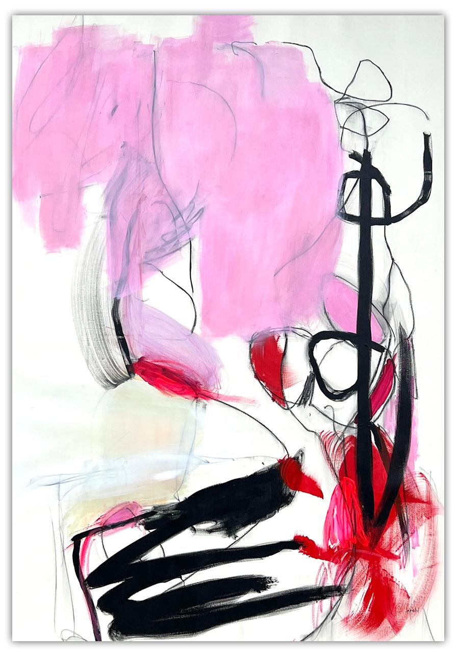 Adrienn Krahl Abstract Painting - Red Monologue (Abstract painting)