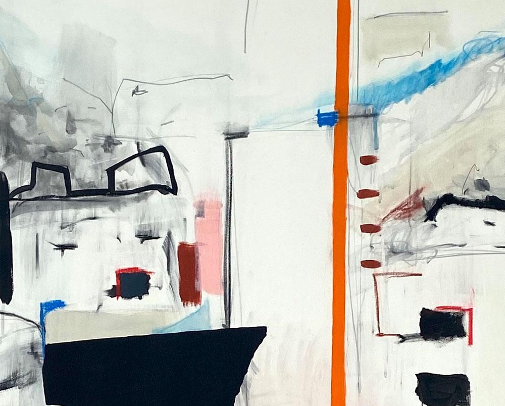 Il Mediterraneo (Pittura astratta) - Abstract Painting Grigio di Adrienn Krahl