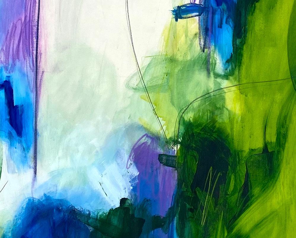 Vertical garden 1 (Abstract painting) - Green Abstract Painting by Adrienn Krahl