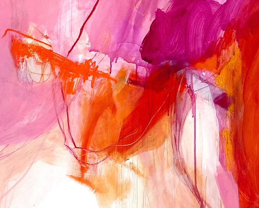 Waterlilies 3 (Abstraktes Gemälde) (Pink), Abstract Painting, von Adrienn Krahl