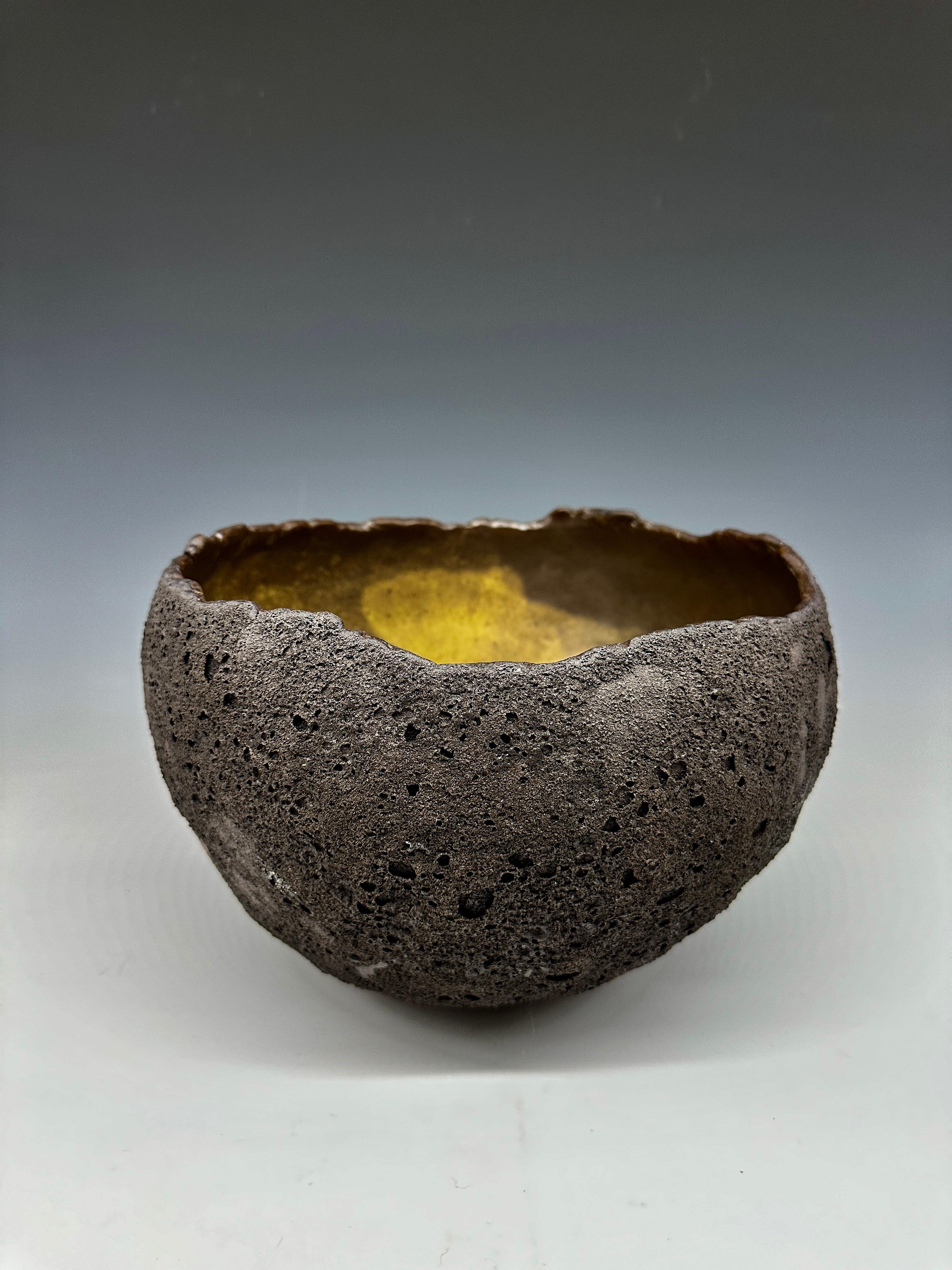 Black Lava Glazed Stoneware Ceramic Bowl For Sale 1