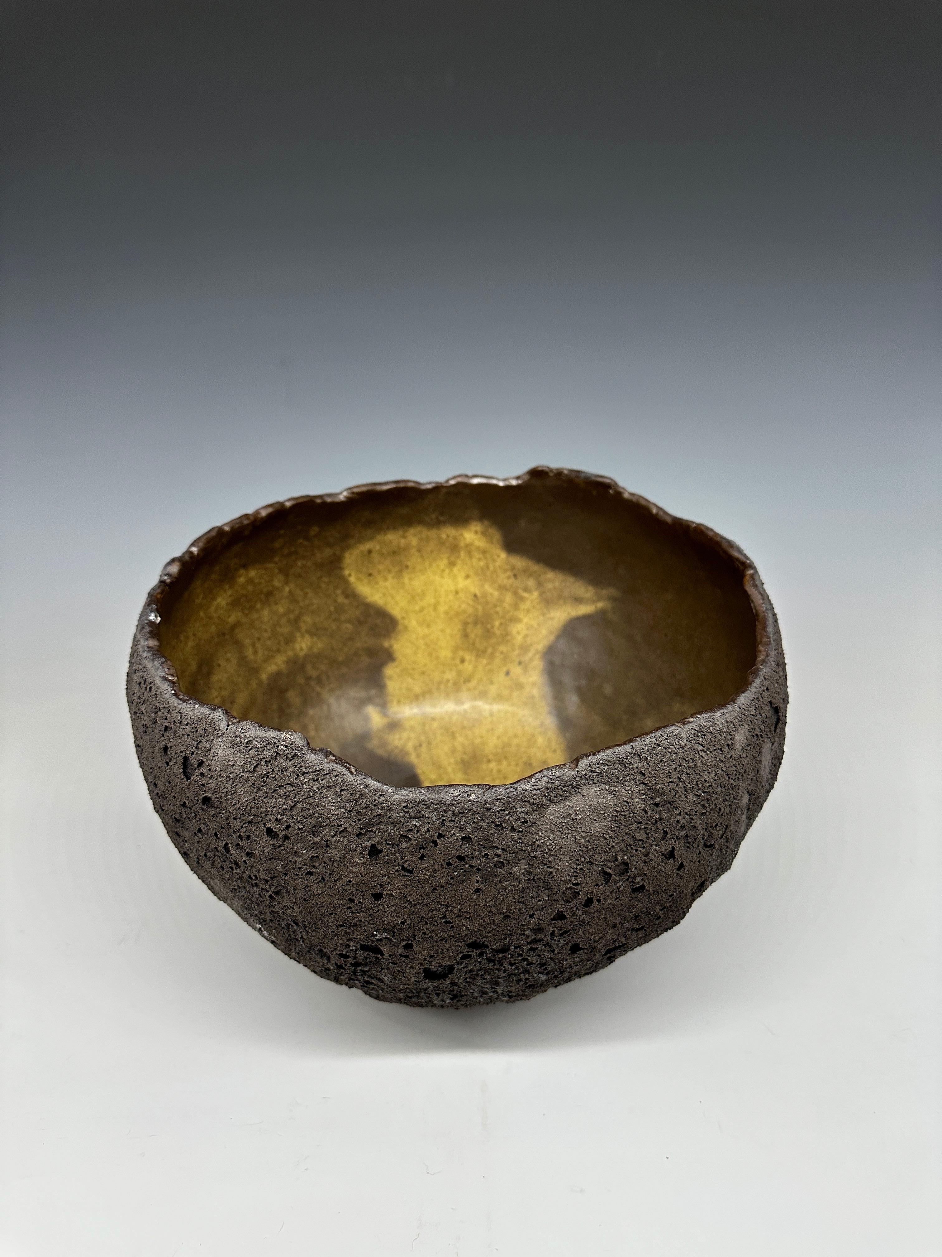 Black Lava Glazed Stoneware Ceramic Bowl For Sale 2
