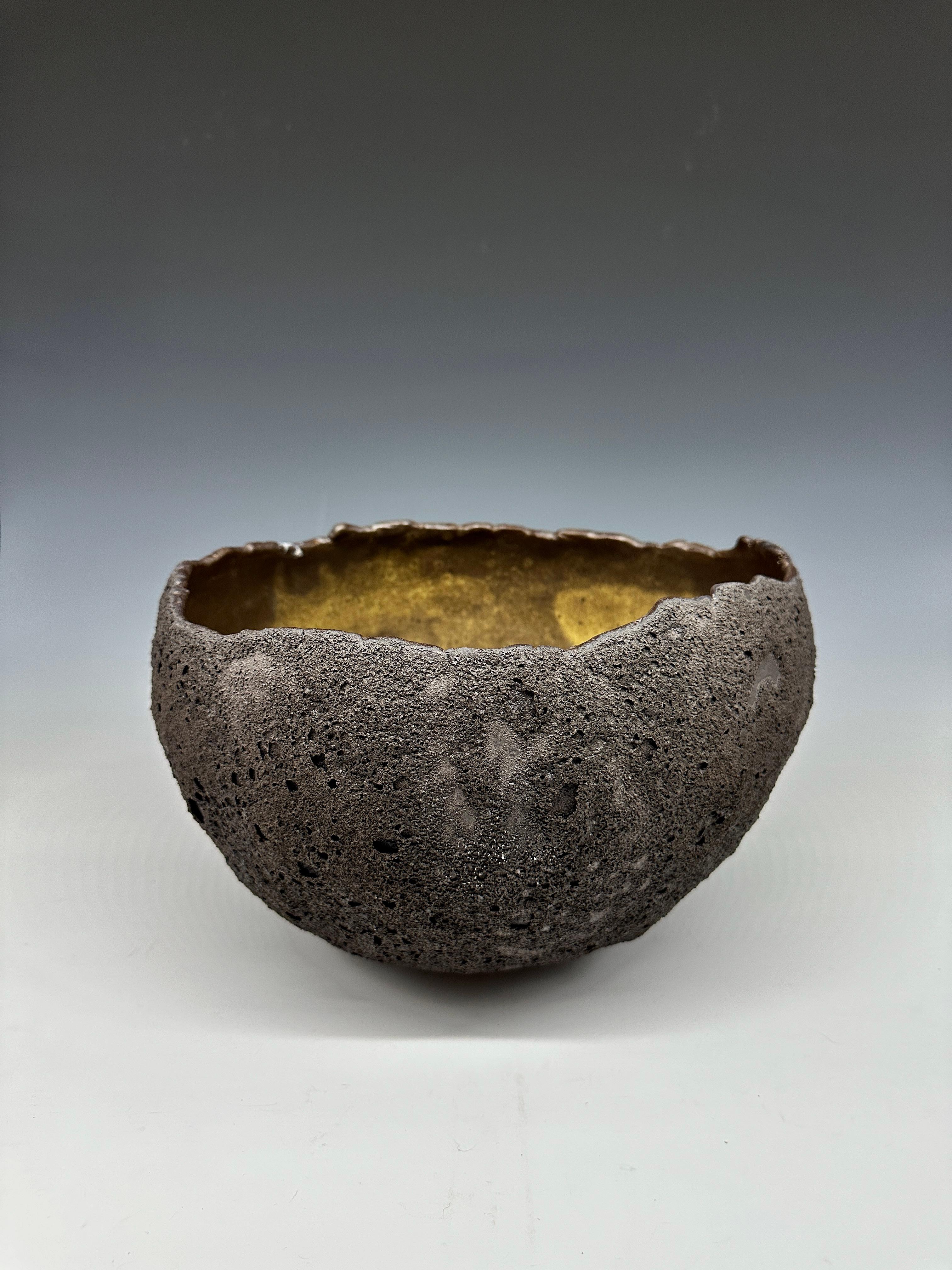 Black Lava Glazed Stoneware Ceramic Bowl For Sale 3