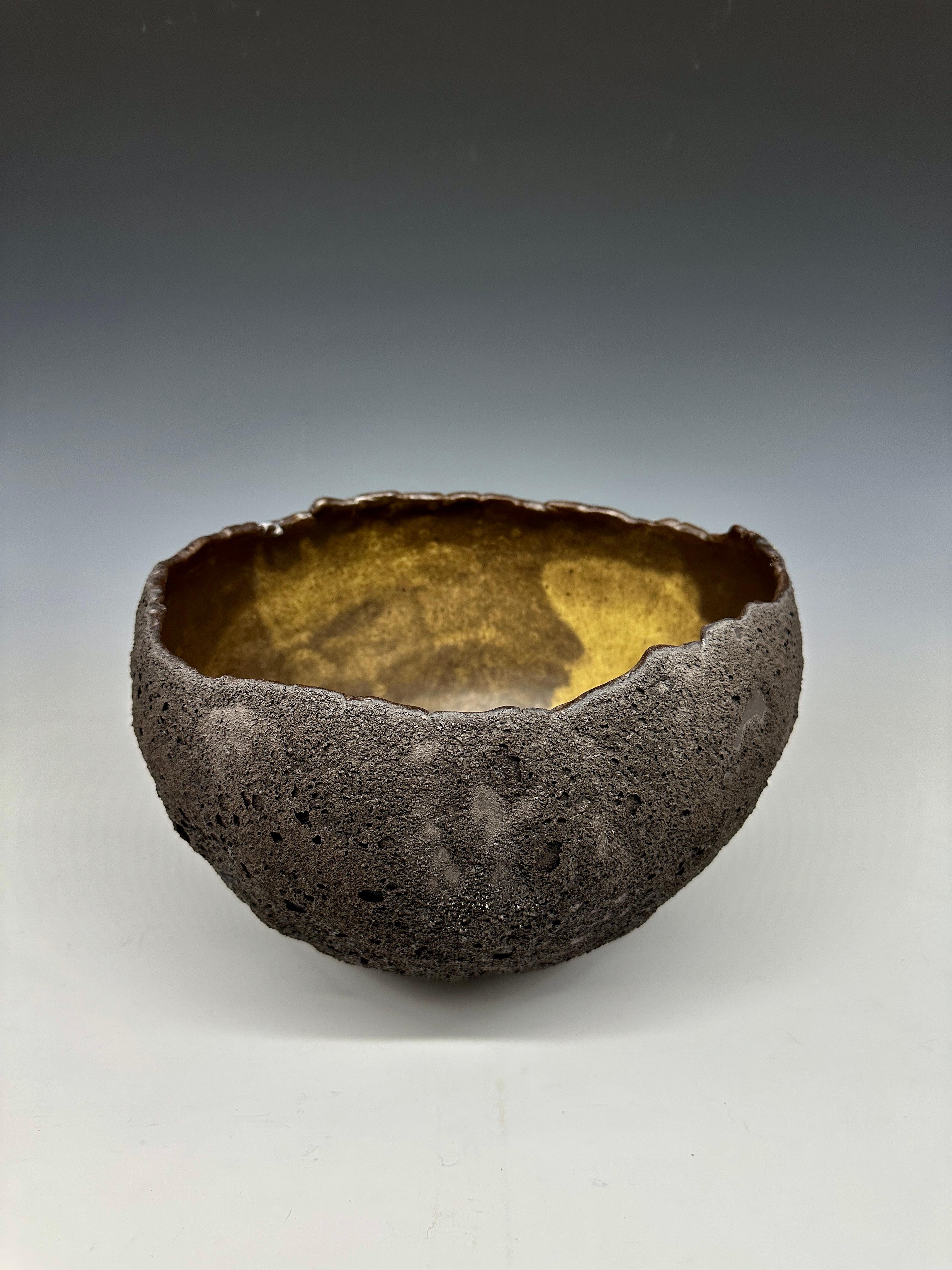 Black Lava Glazed Stoneware Ceramic Bowl For Sale 4