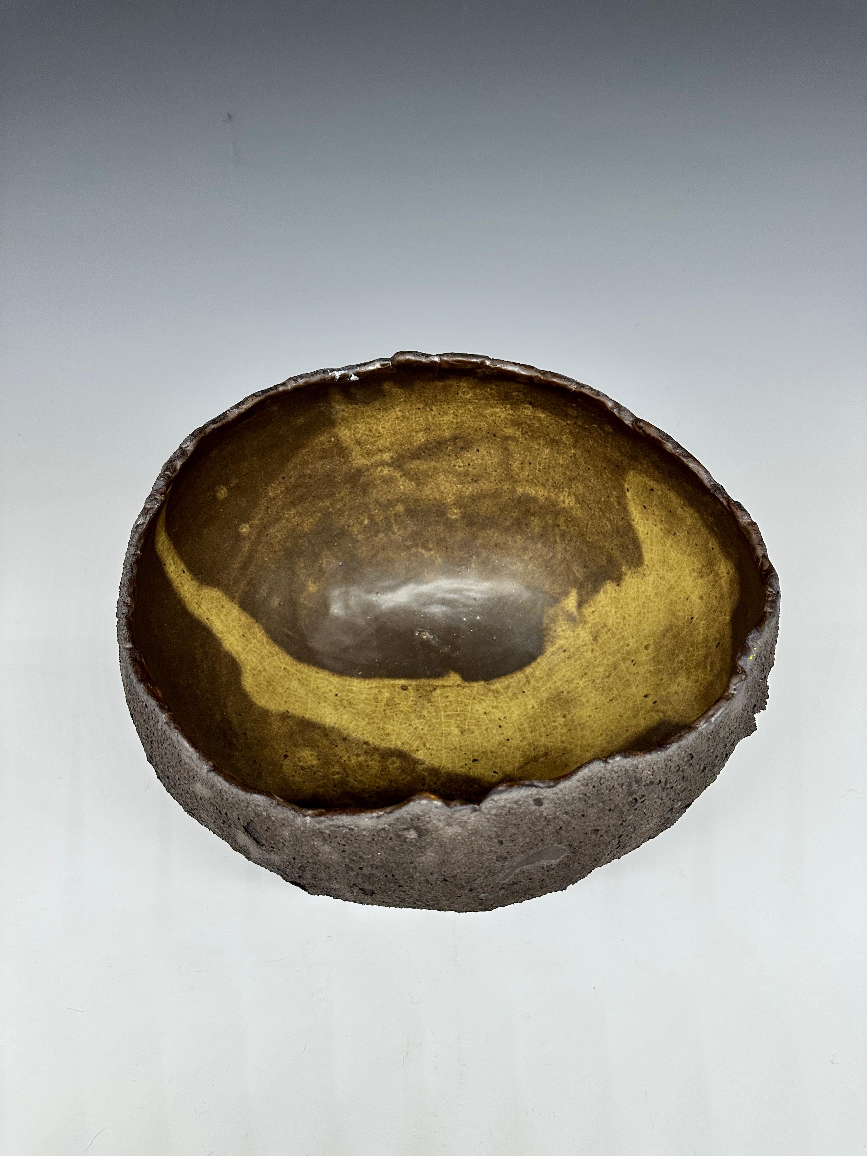 Black Lava Glazed Stoneware Ceramic Bowl For Sale 5