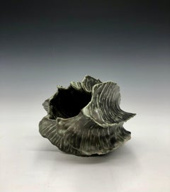 Escultura Vasija de Cerámica Verde Oscuro Seapod