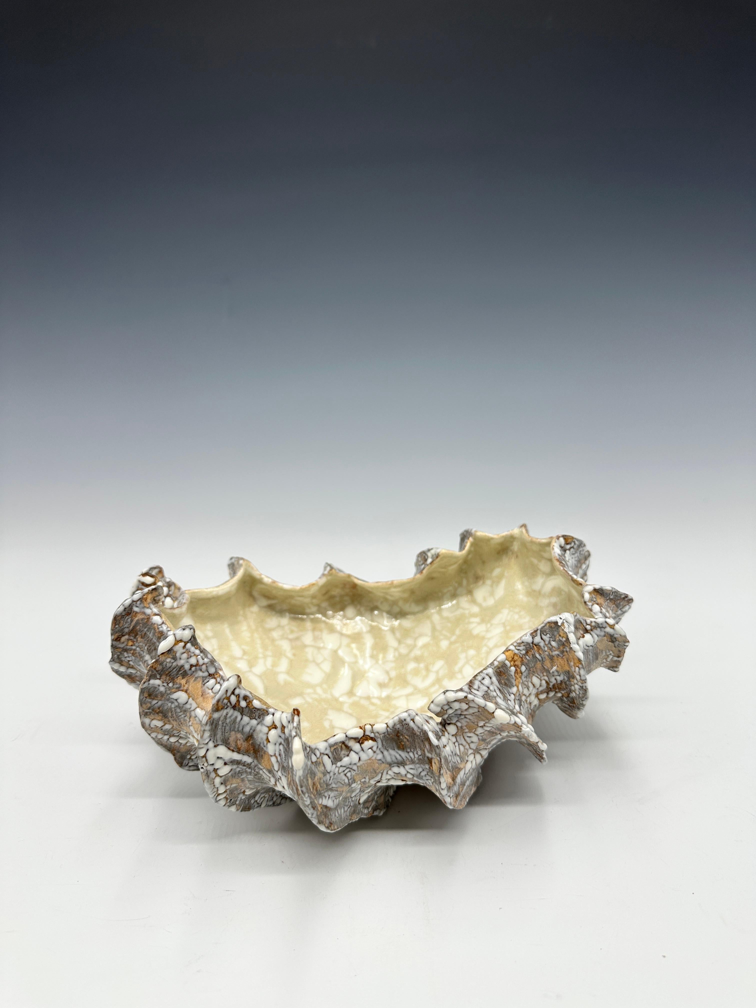 Pearl Seapod Ceramic Bowl Sculpture For Sale 1