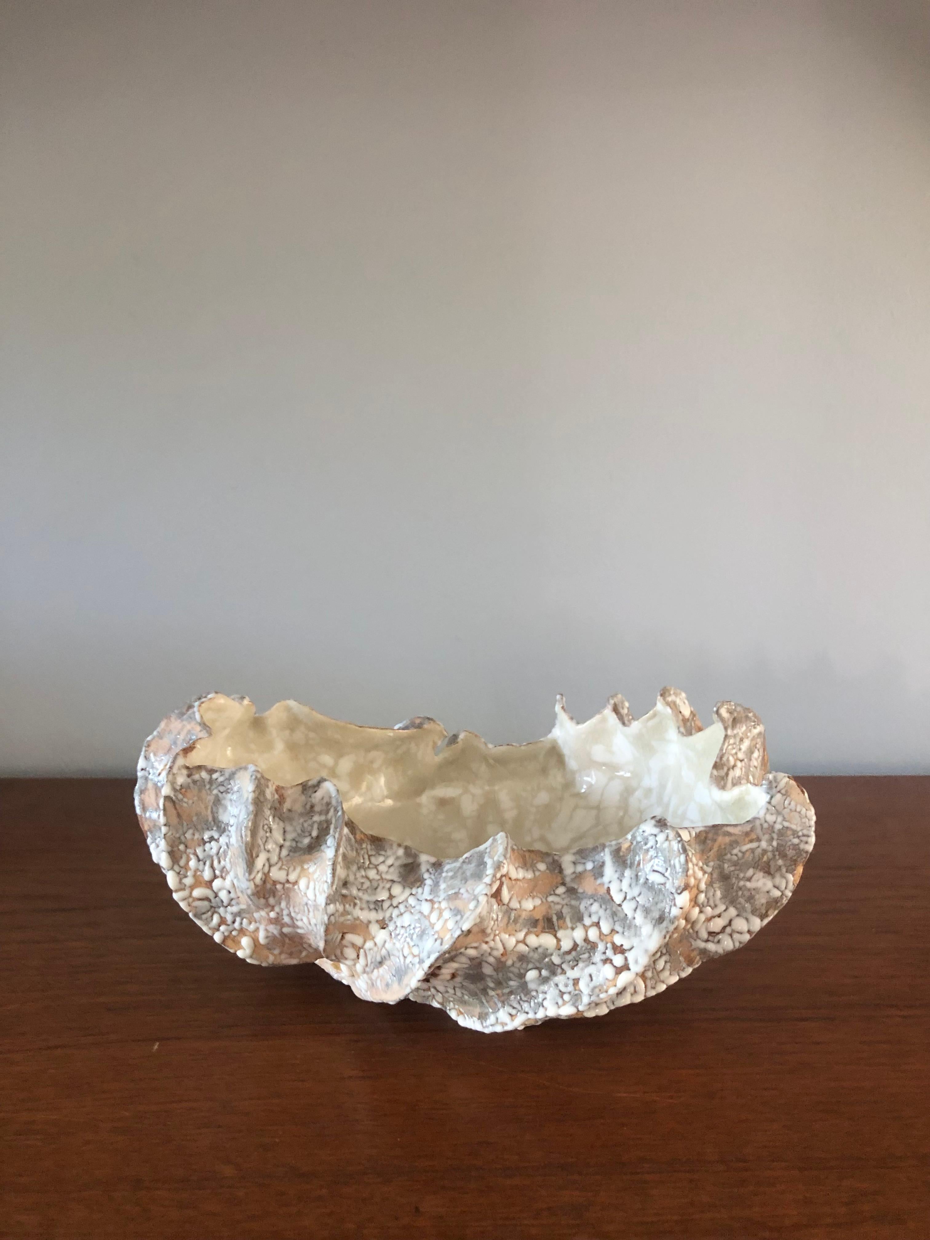 Pearl Seapod Ceramic Bowl Sculpture For Sale 3