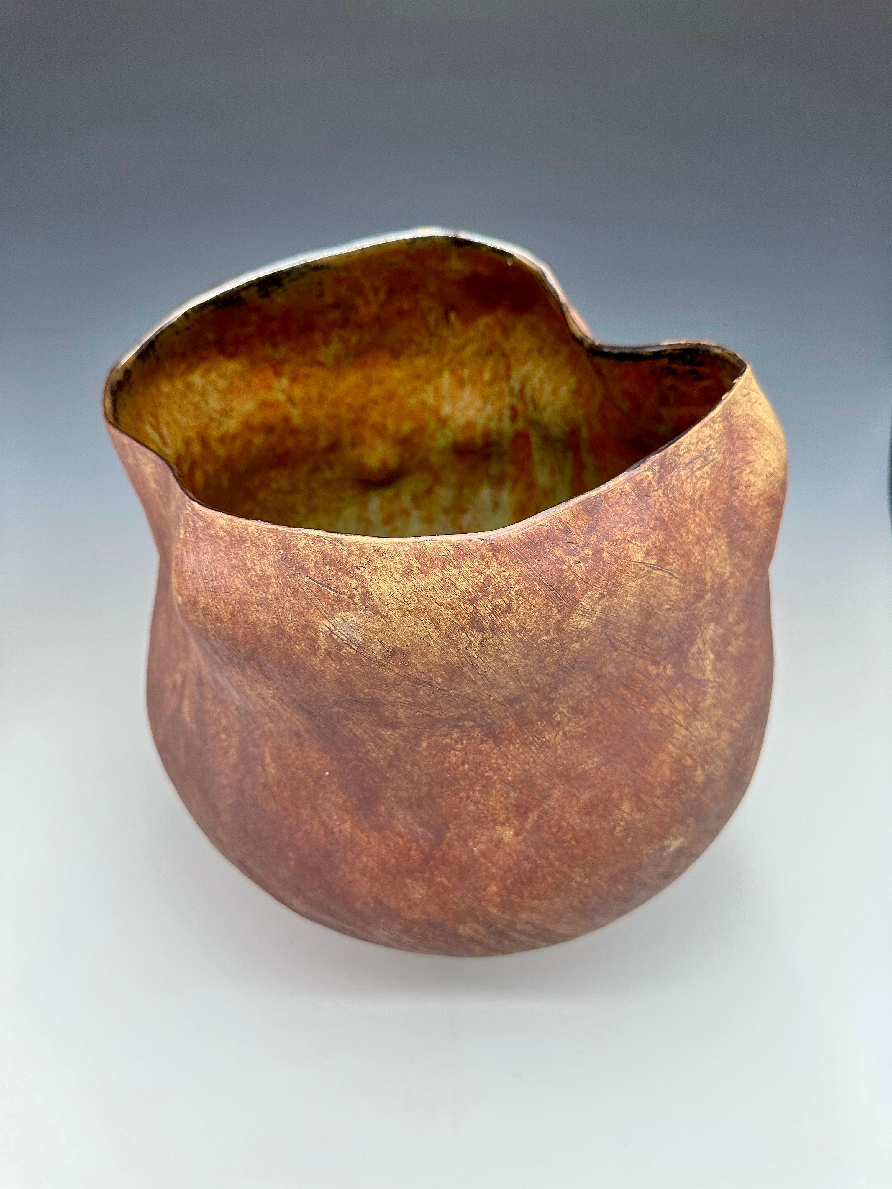 Rust Color Stoneware Ceramic Vessel Sculpture in vendita 1