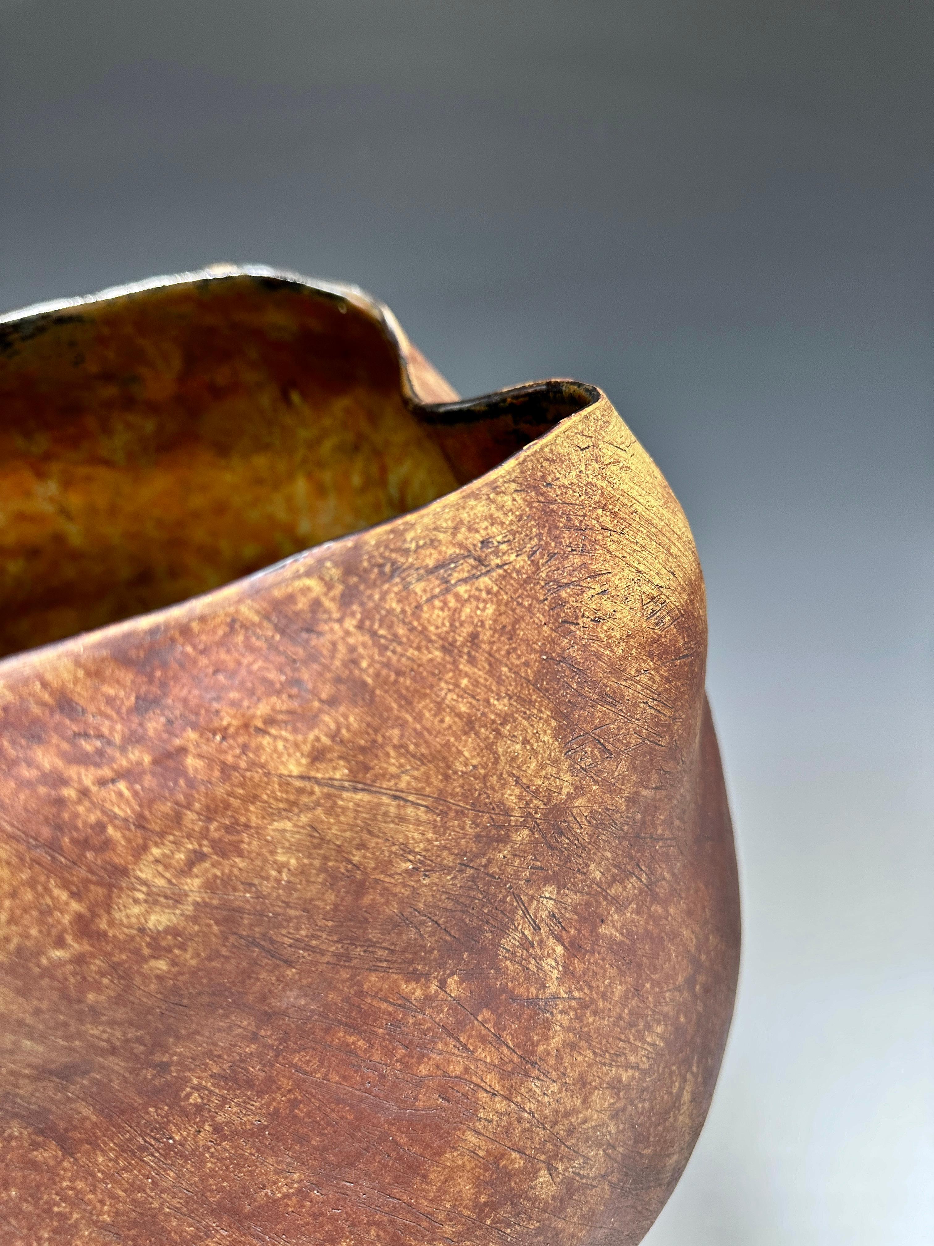 Rust Color Stoneware Ceramic Vessel Sculpture in vendita 2