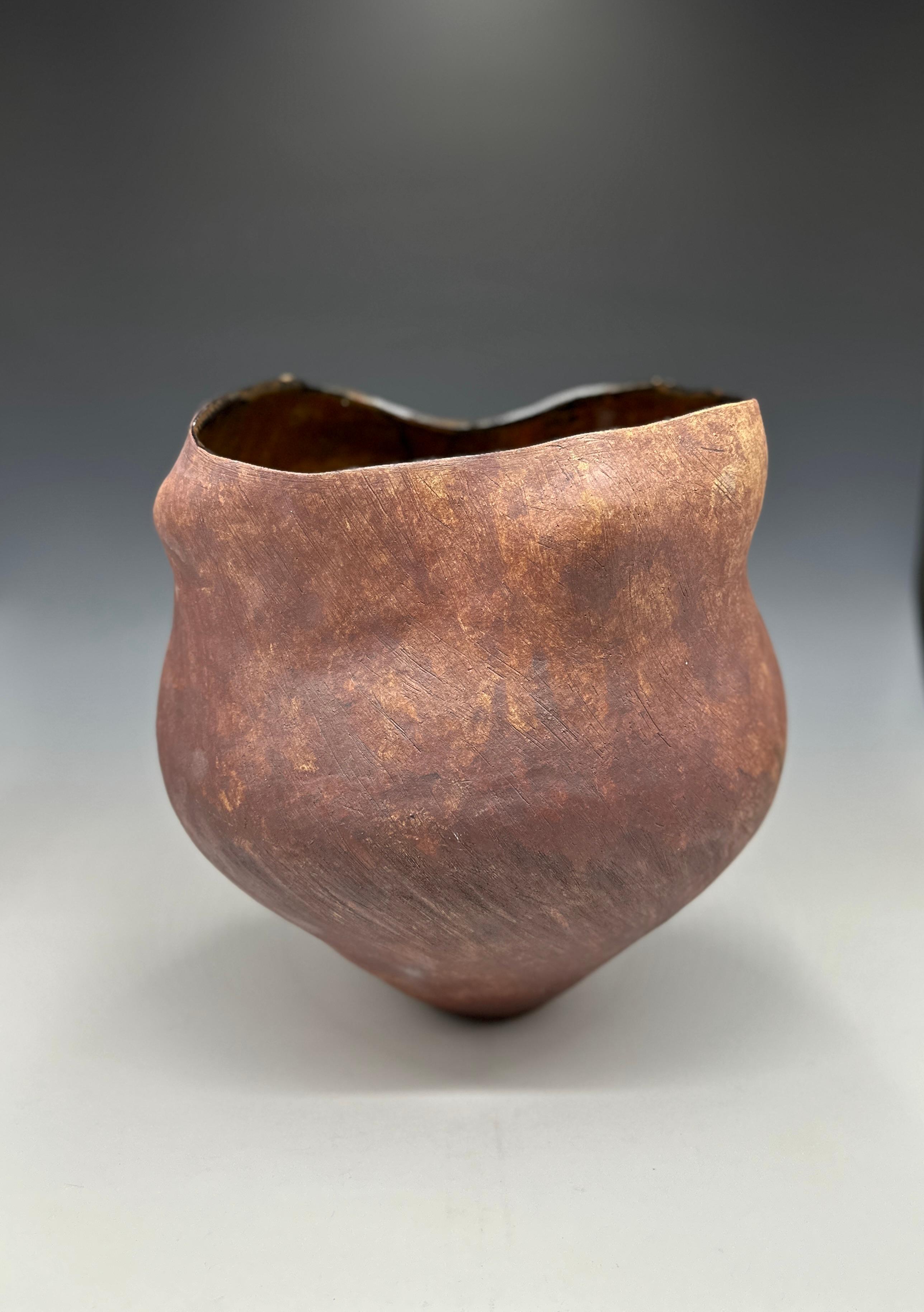 Adrienne Fierman Still-Life Sculpture - Rust Contemporary Stoneware Ceramic Vessel Sculpture