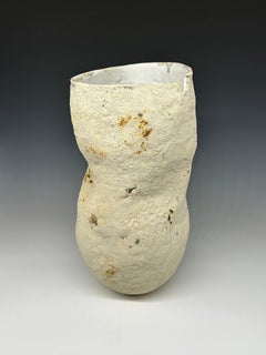 Rauchig weiße Lavaglasur Abstrakte Vase Skulptur