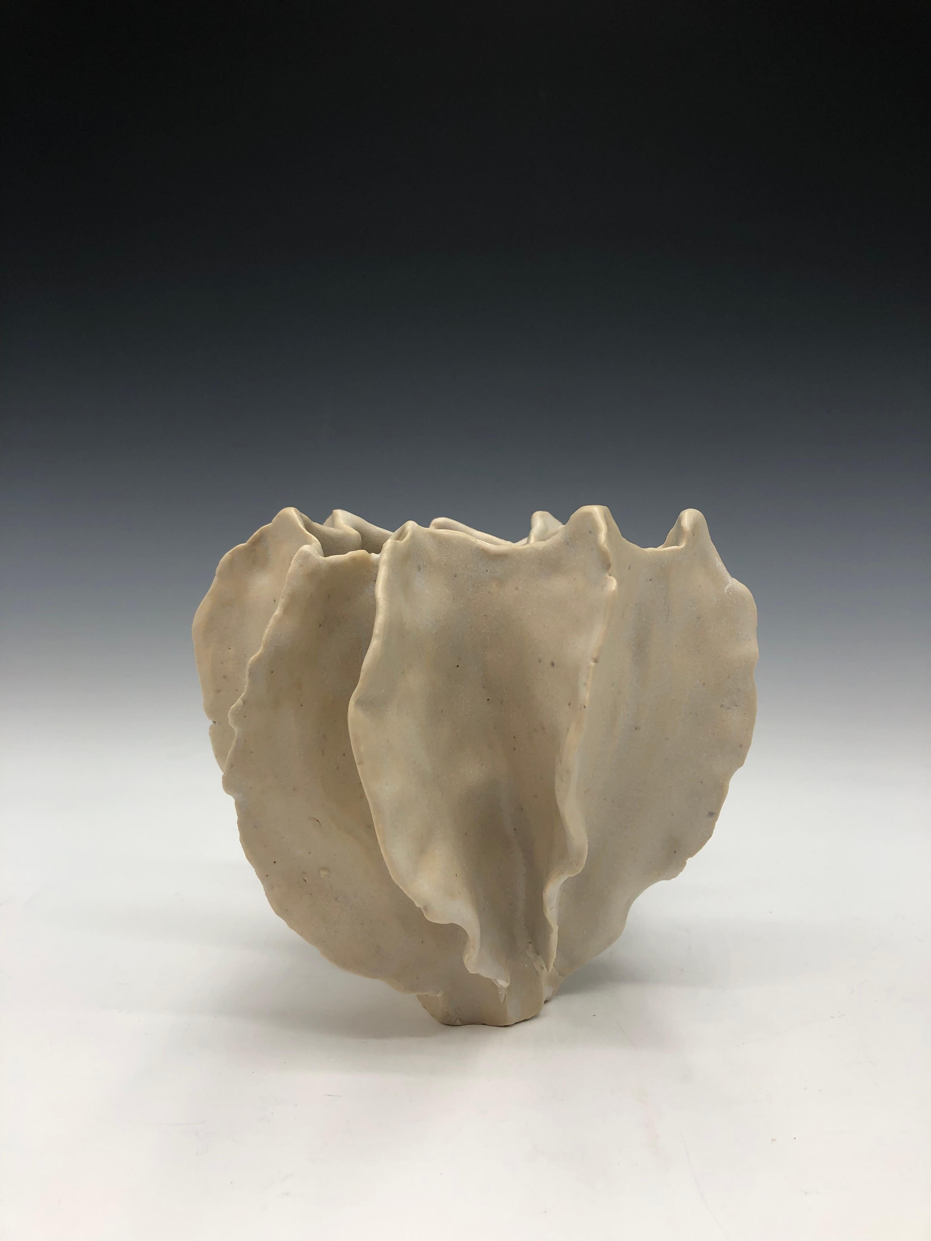 Adrienne Fierman Abstract Sculpture - White Standing Pod Ceramic Vessel Sculpture