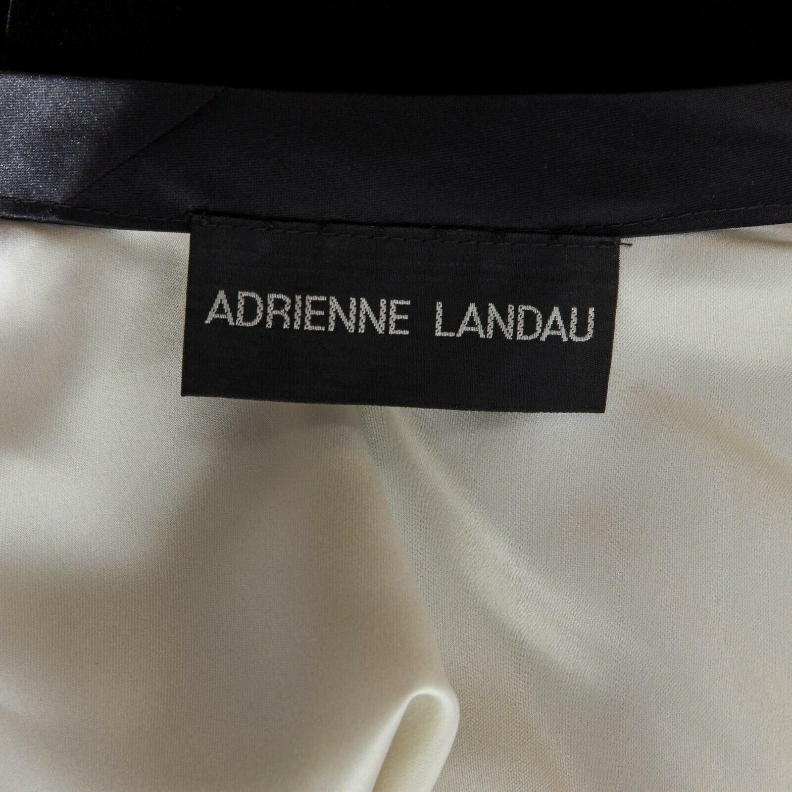 ADRIENNE LANDAU black velvet white silk lined cape poncho shawl jacket 2