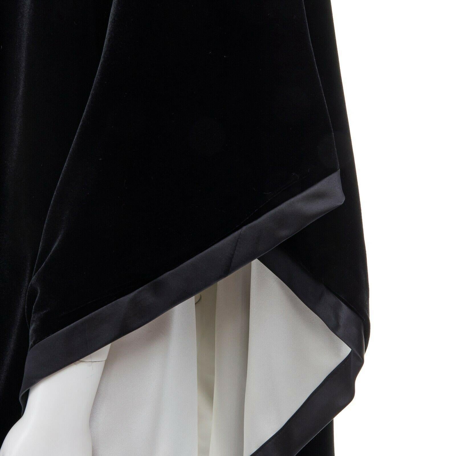 Women's ADRIENNE LANDAU black velvet white silk lined cape poncho shawl jacket