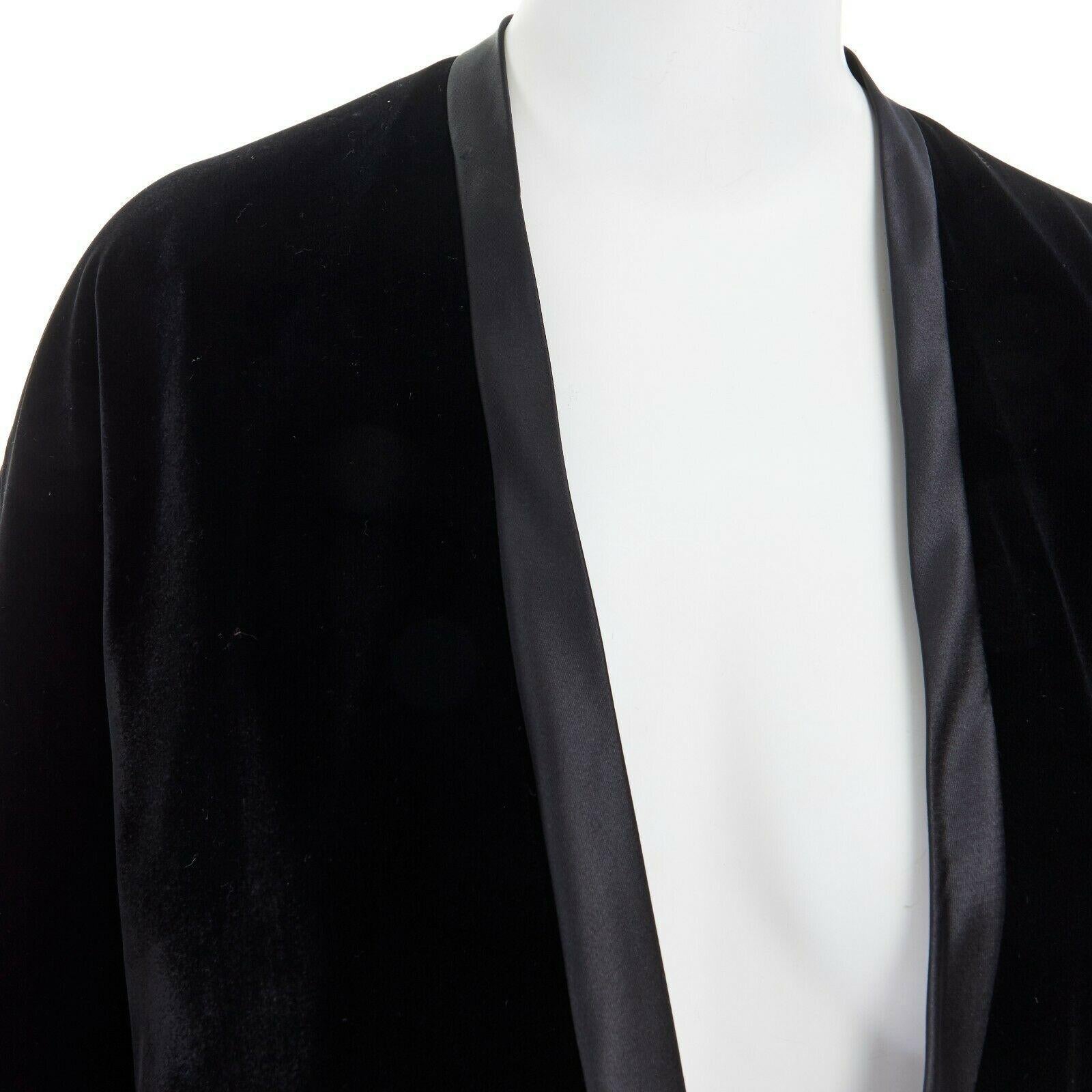ADRIENNE LANDAU black velvet white silk lined cape poncho shawl jacket 1