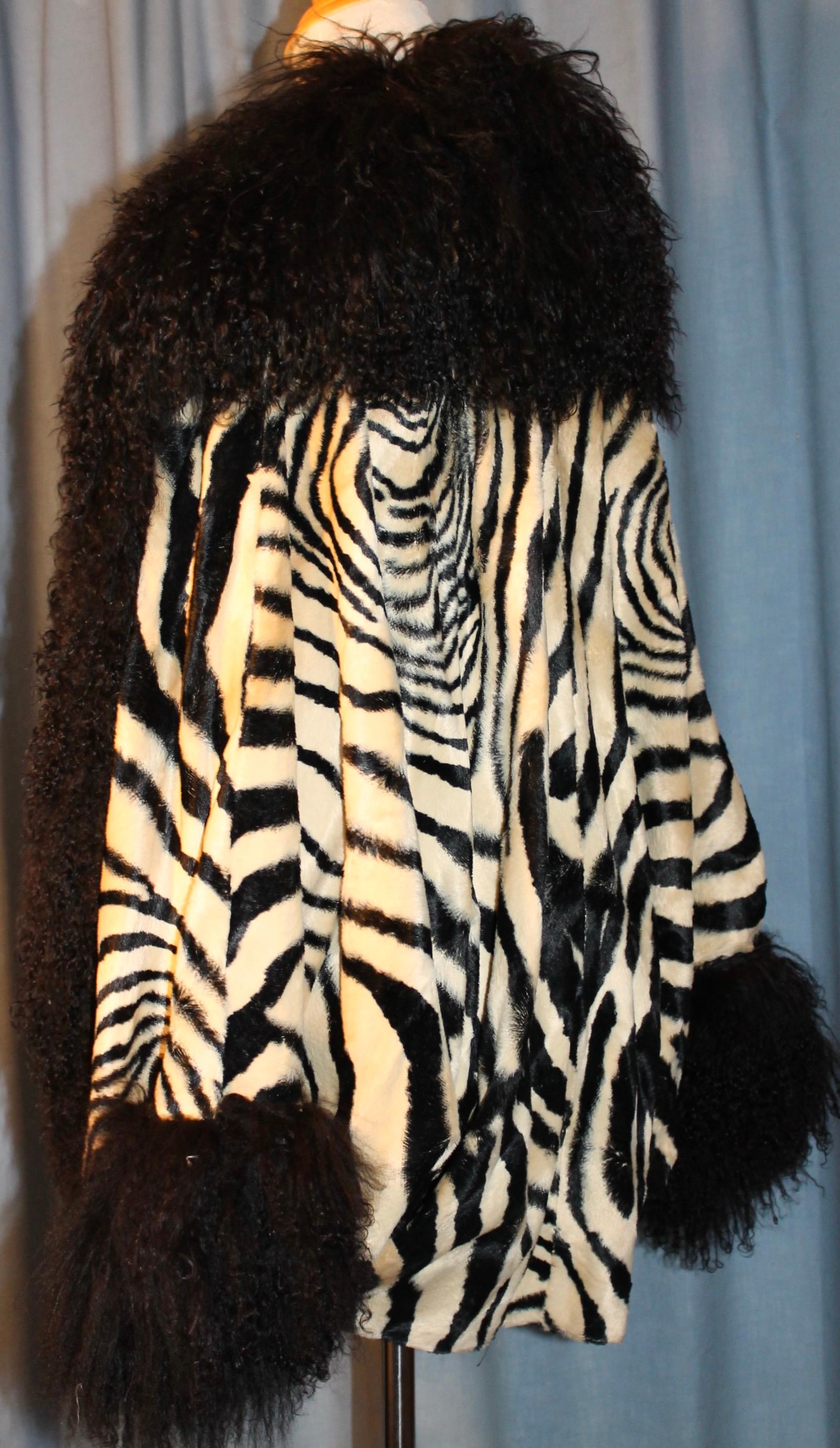 Adrienne Landau for Elizabeth Arden Salon Faux Zebra/Mongolian Curly Lamp Jacket 1