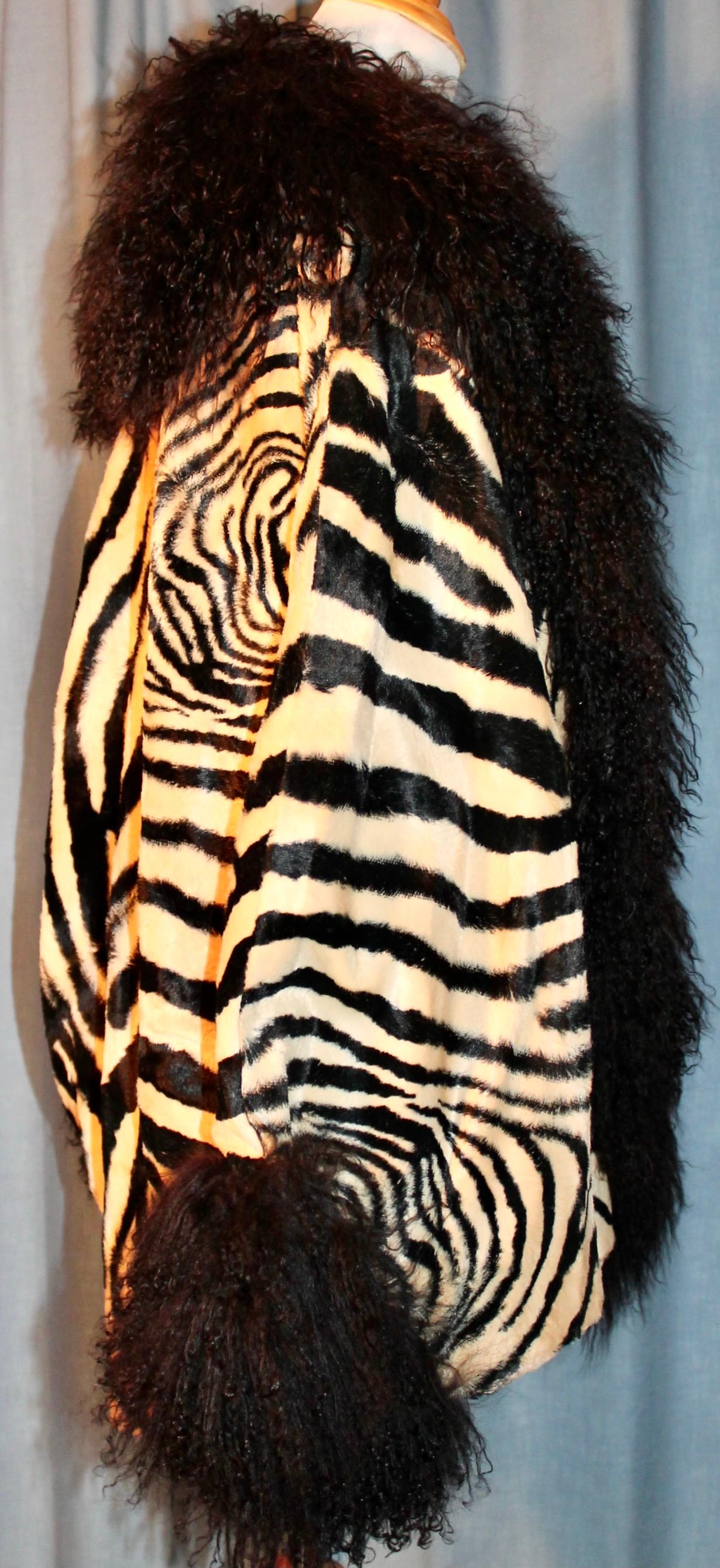 Adrienne Landau for Elizabeth Arden Salon Faux Zebra/Mongolian Curly Lamp Jacket 2