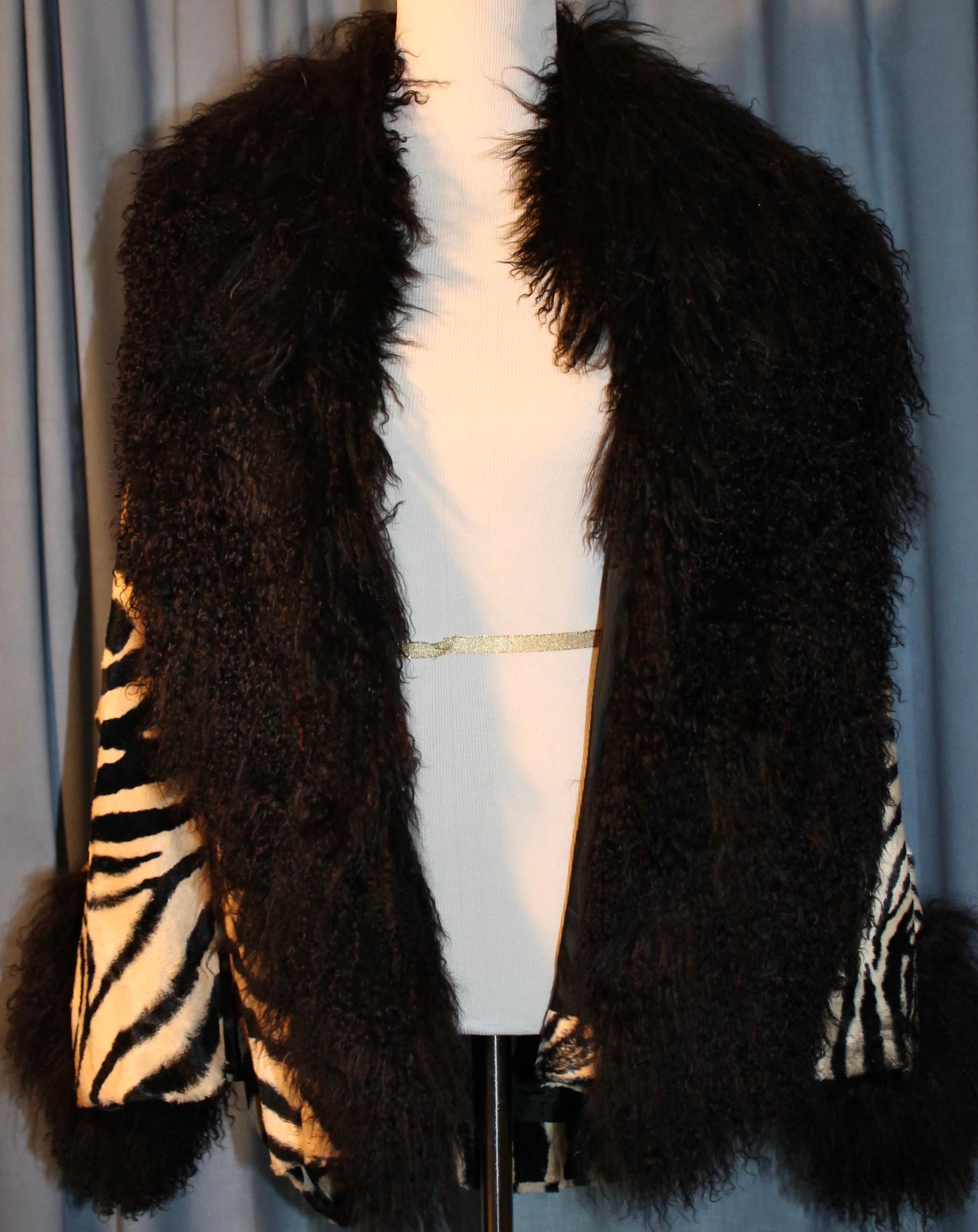 Adrienne Landau for Elizabeth Arden Salon Faux Zebra/Mongolian Curly Lamp Jacket 4