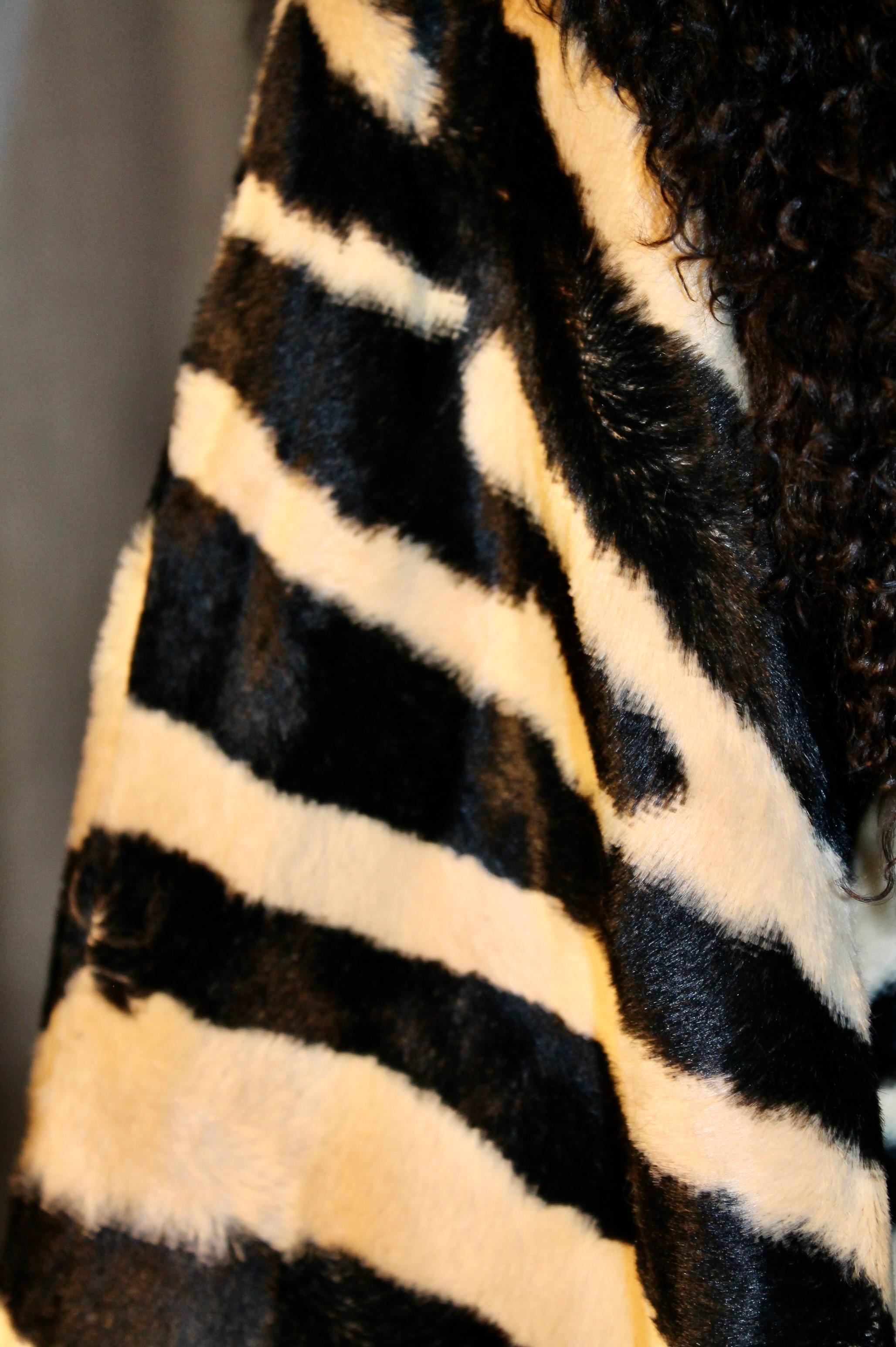 Adrienne Landau for Elizabeth Arden Salon Faux Zebra/Mongolian Curly Lamp Jacket 5