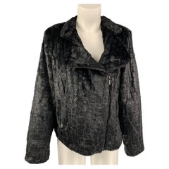 ADRIENNE LANDAU Size M Black Polyester Textured Jacket