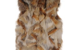 Adrienne Landau Fox Fur Vest Size Small Light Brown Tan Sleeveless