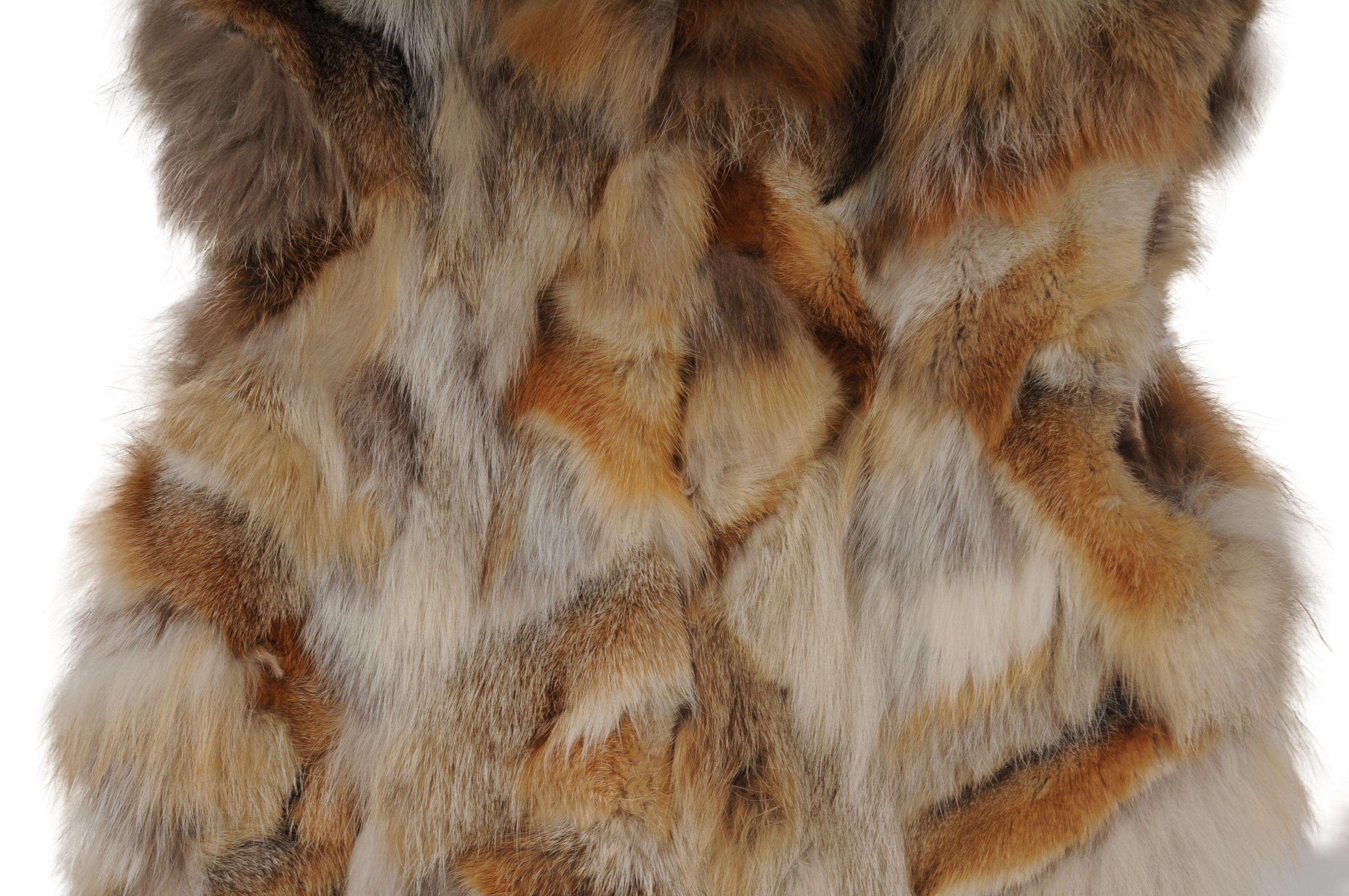 De las mujeres Adrienne Landau Chaleco de piel de zorro para mujer Talla pequeña Marrón claro Tan sin mangas en venta