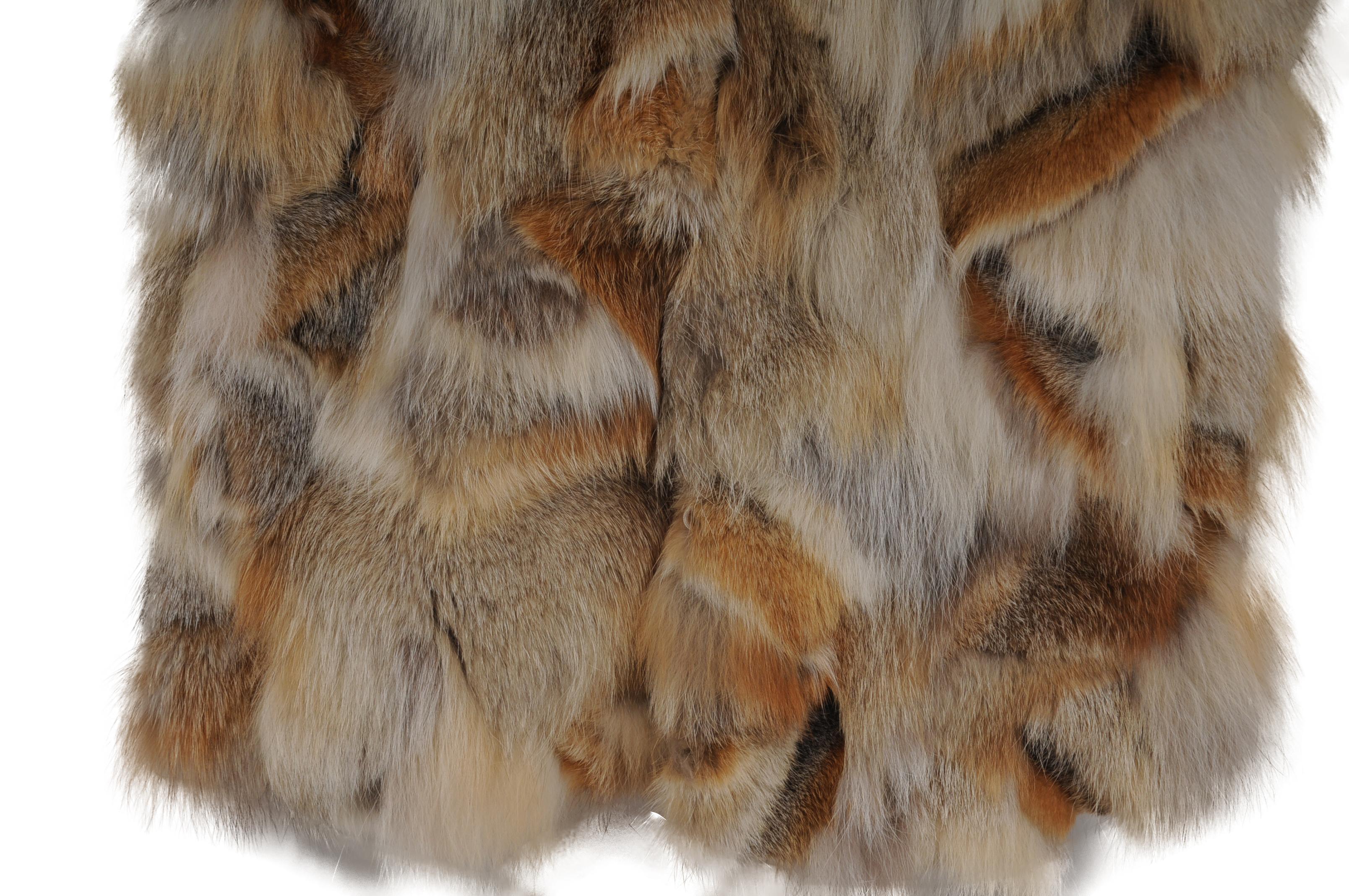 Adrienne Landau Chaleco de piel de zorro para mujer Talla pequeña Marrón claro Tan sin mangas en venta 1