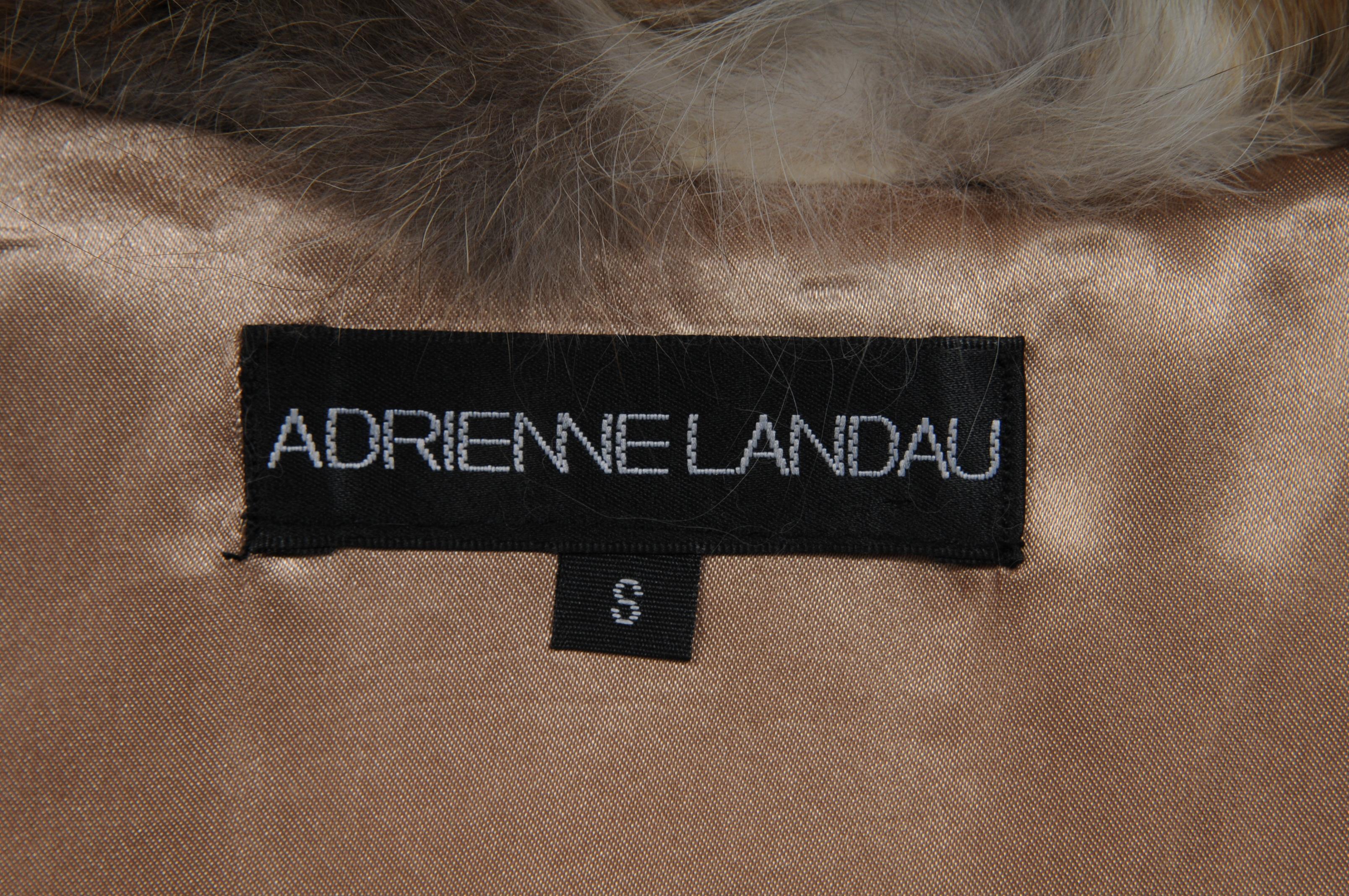 Adrienne Landau Chaleco de piel de zorro para mujer Talla pequeña Marrón claro Tan sin mangas en venta 4