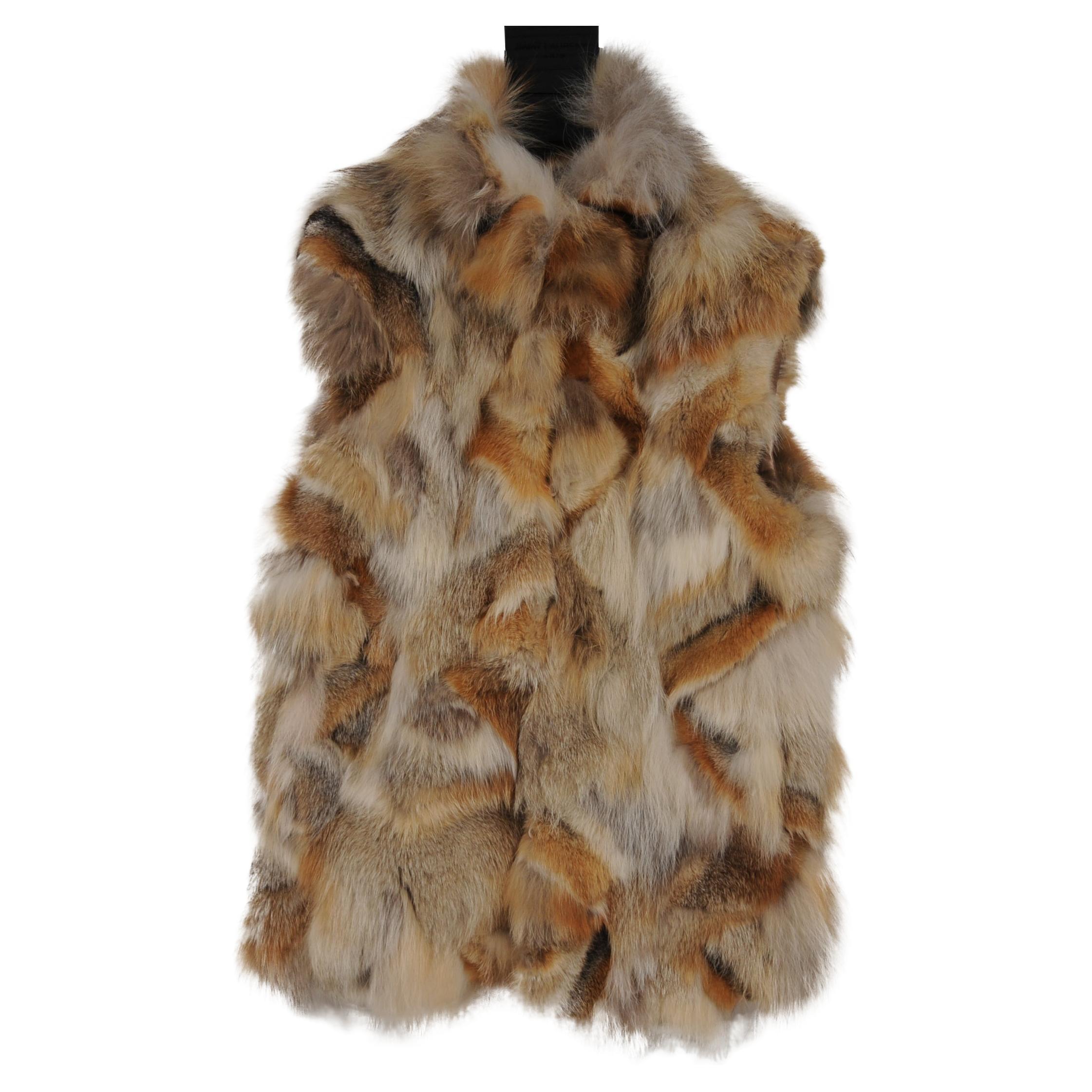 Adrienne Landau Women Fox Fur Vest Size Small Light Brown Tan Sleeveless