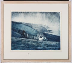 Adrienne Peverall - Framed Contemporary Etching, Looking West from Pendeen Watch
