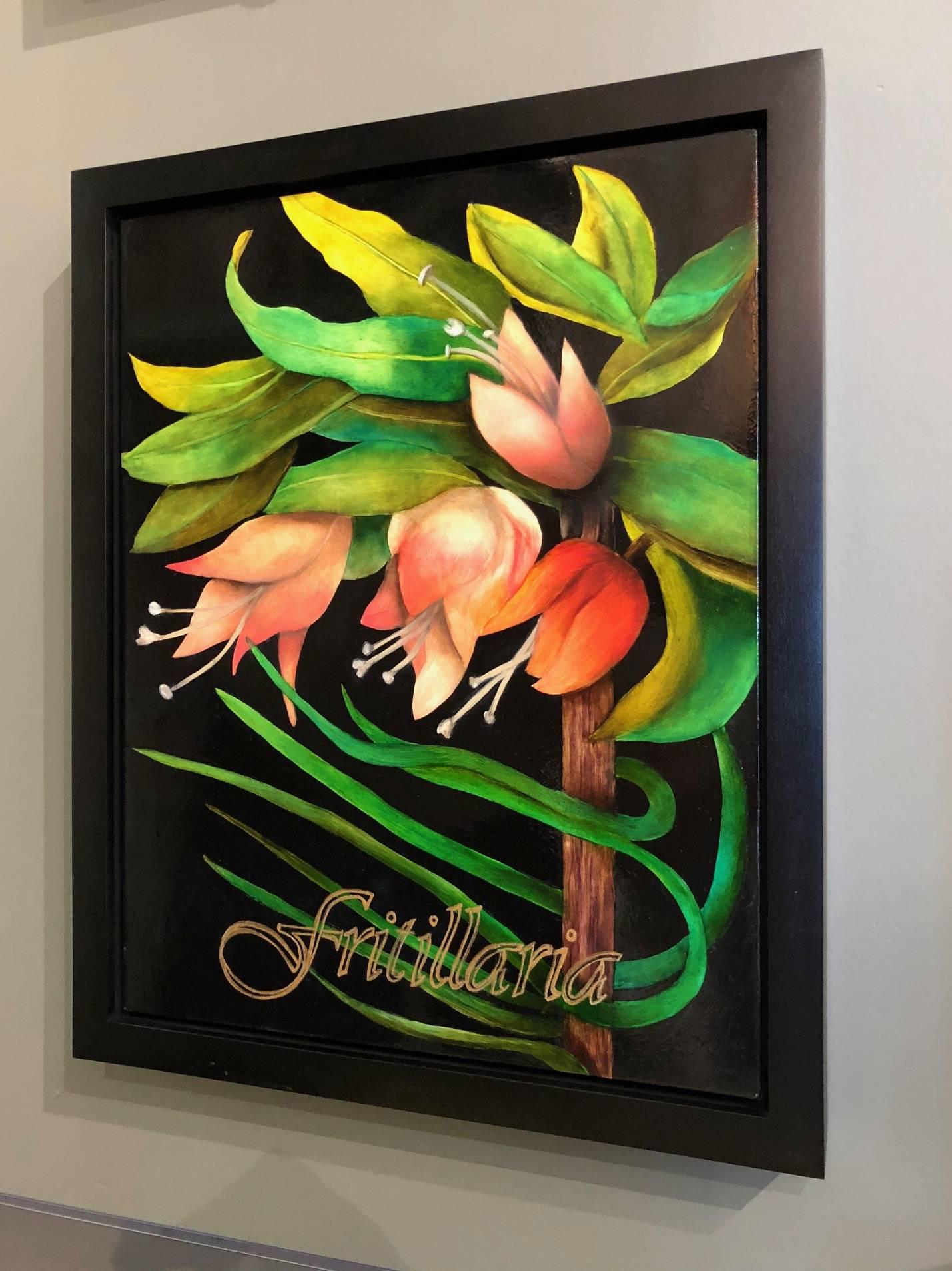 Flor / óleo sobre tabla - Painting de Adrienne Sherman