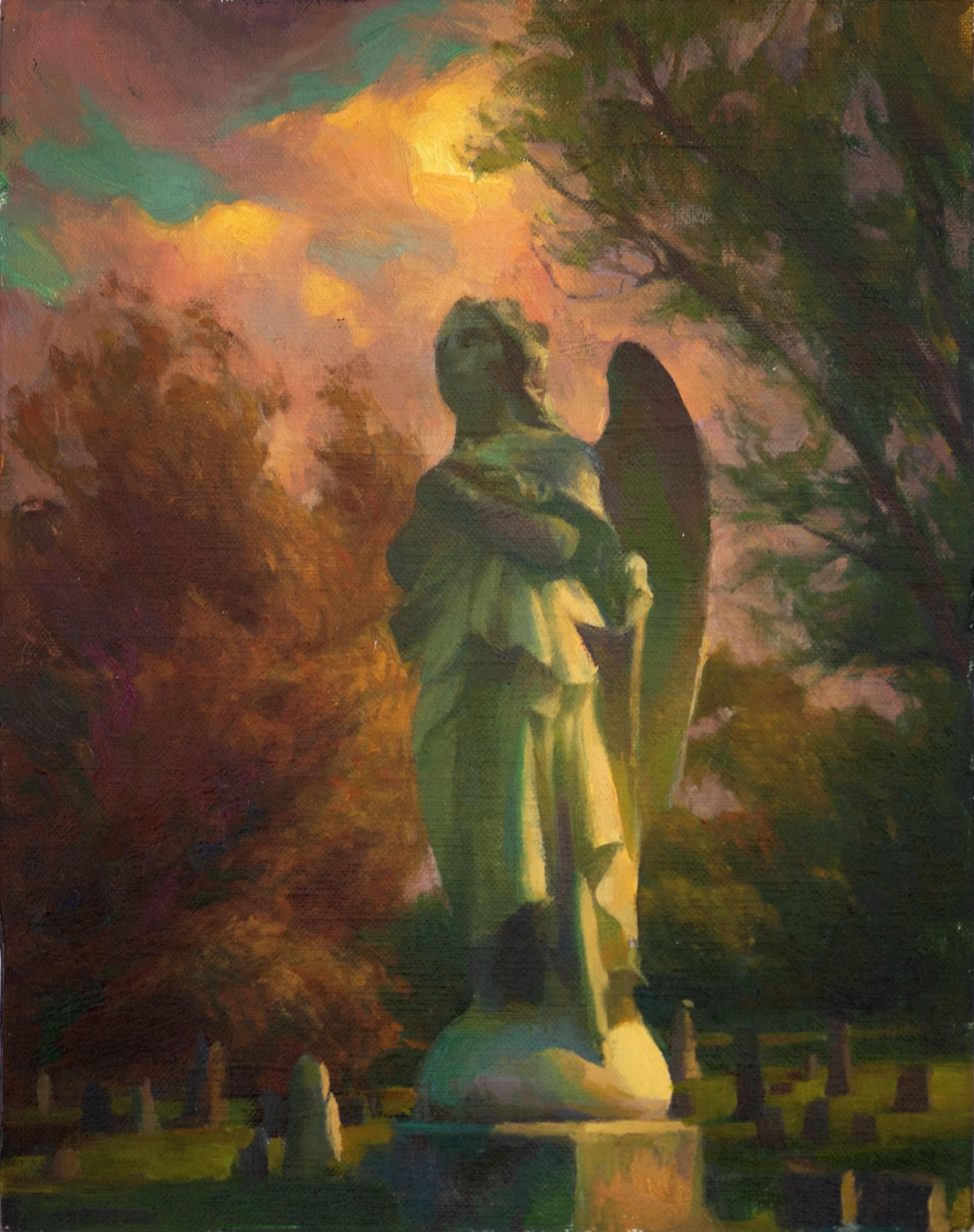 Landscape Painting Adrienne Stein - "Le cimetière d'Allegheny", peinture à l'huile
