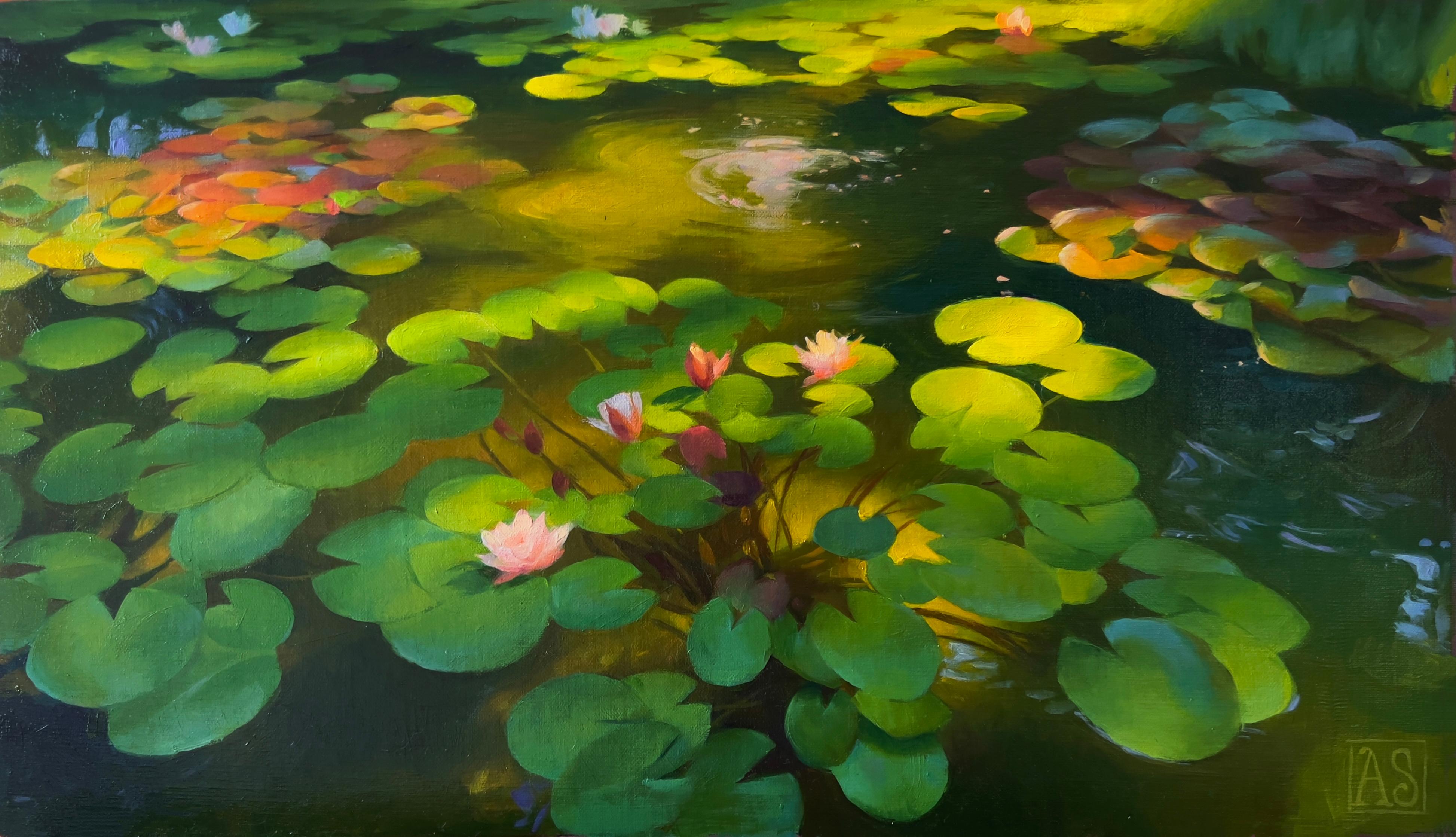 Adrienne Stein Landscape Painting – „Goldene Stunde I“, Ölgemälde