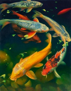 "Ladew Koi" (2024) By Adrienne Stein, Original Oil Animal Painting