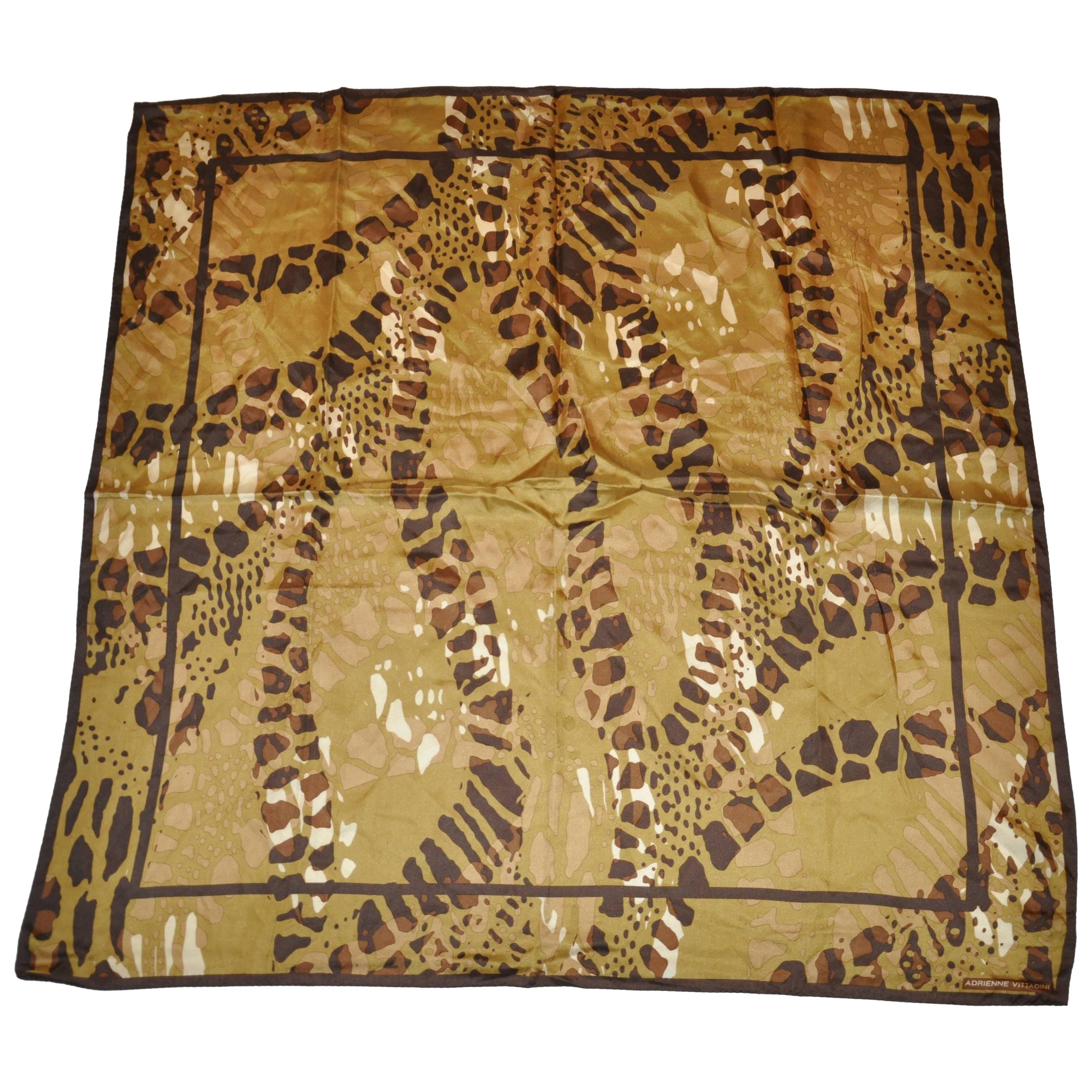 Sciarpa di seta Adrienne Vittadini Multi-Olive "Jungle