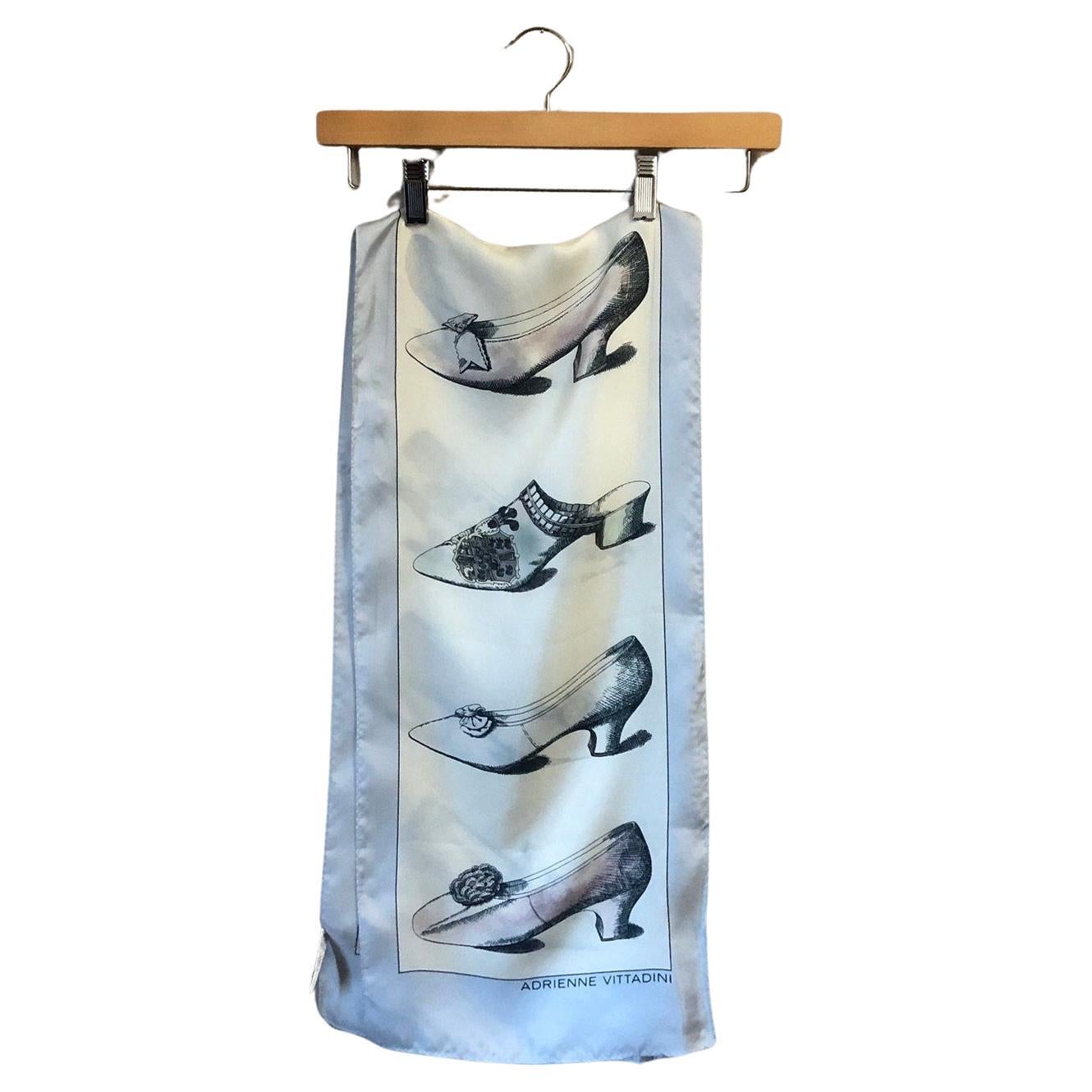 Vintage Adrienne Vittadini silk scarf.
French Marie Antoinette style shoes.
Sky blue, cream, light pink and black.
Scarf is signed

✩ A wonderful piece of fashion history!

Circa 1980s
Adrienne Vittadini
100% Silk
Excellent Condition. May have one