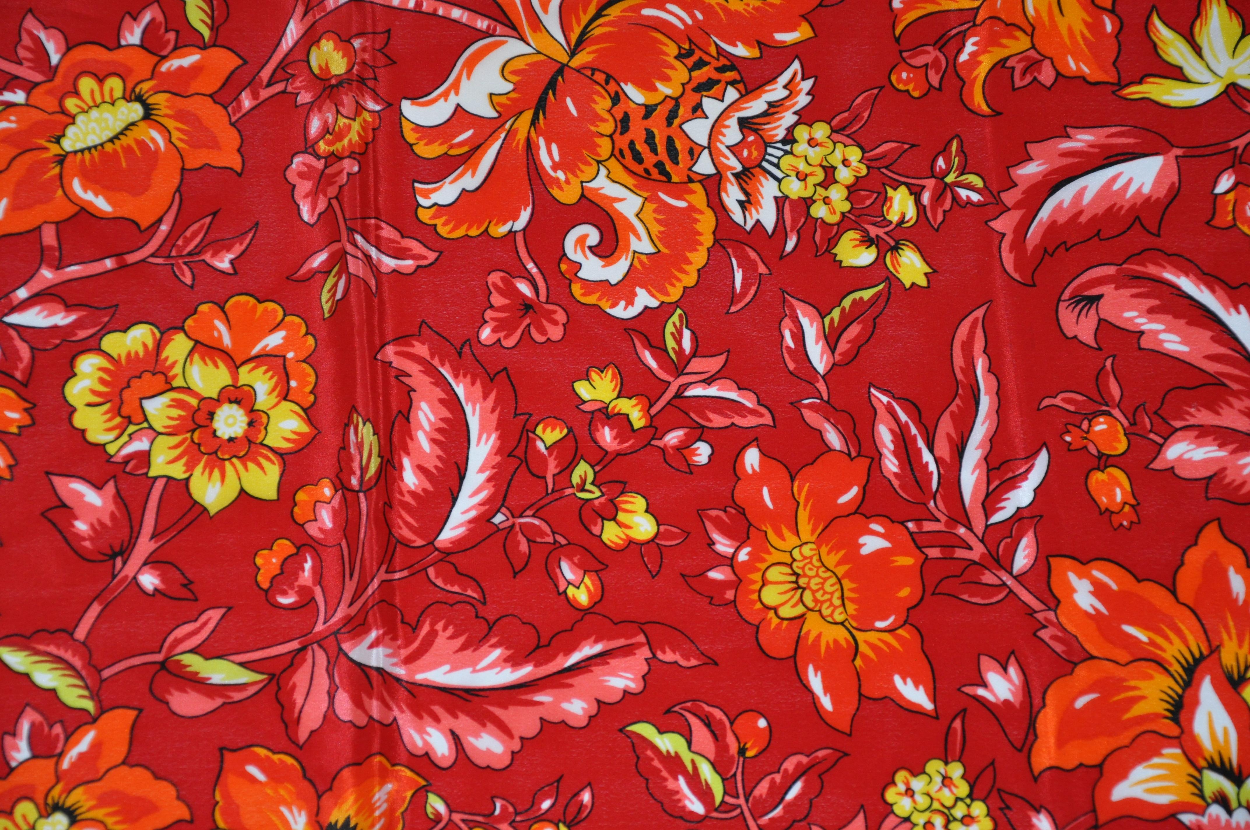 Adrienne Vittadini Wonderfully Glorious Floral Silk Scarf In Good Condition For Sale In New York, NY