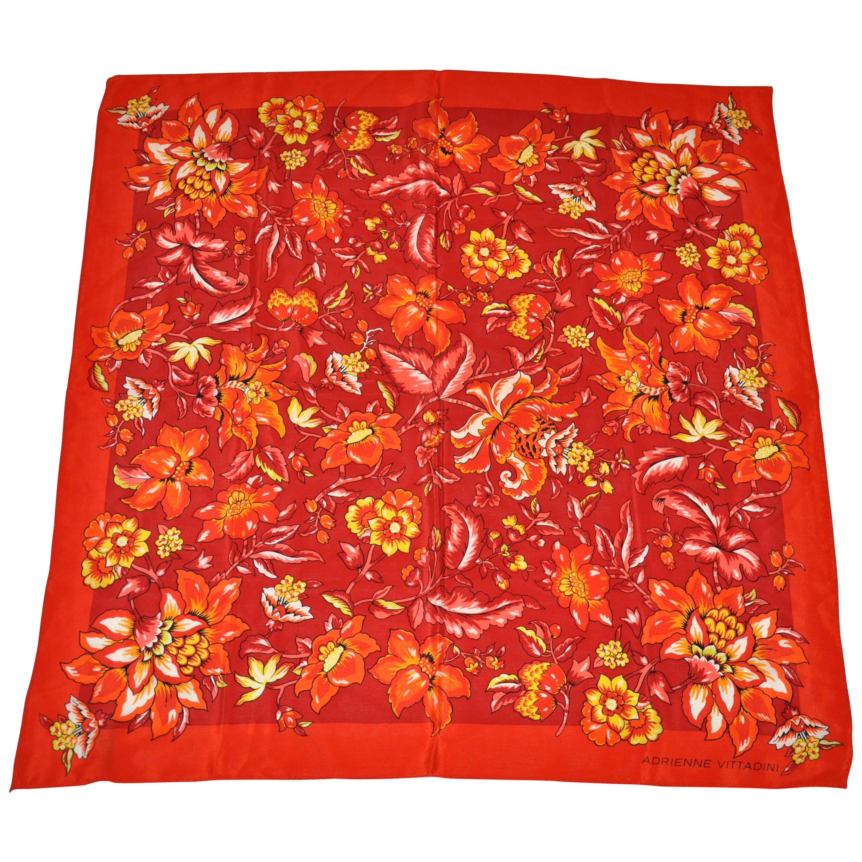 Adrienne Vittadini Wonderfully Glorious Floral Silk Scarf For Sale