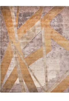 Adrift Hand Tufted Modern Silk & Wool Rug in Rust, Gold & Teal Colours by Hands